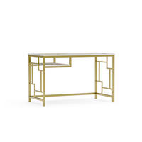 COMPUTERTISCH Victory Weiss Marmor Gold - Goldfarben/Weiß, Holzwerkstoff (120/60/75cm) - Decorotika