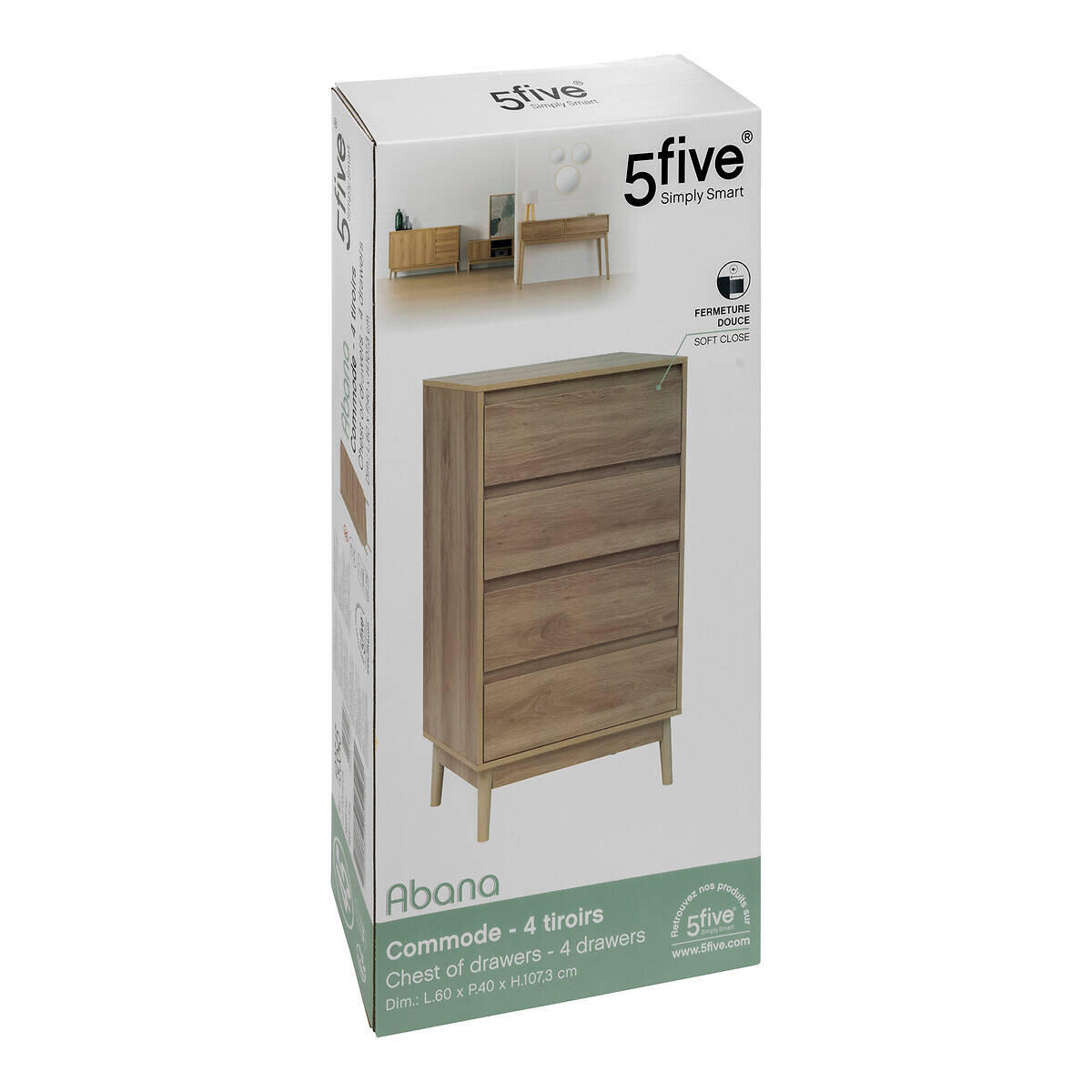 KOMMODE Abana 60/40/107,3 cm - Braun, Holzwerkstoff (40/107.3/60cm)