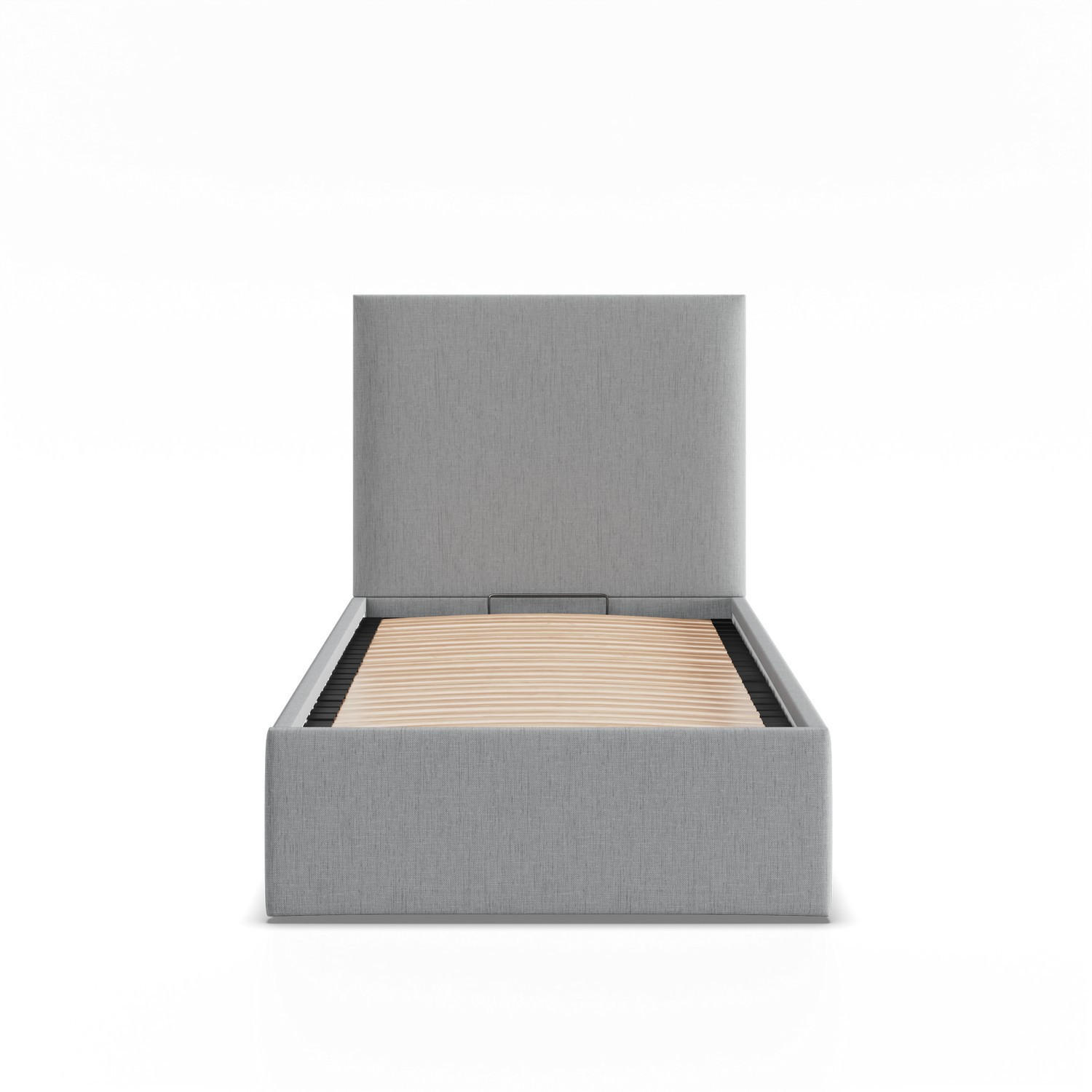 POLSTERBETT MIT KOPFTEIL 90x200 mit Bettkasten PAOLA, Grau - Hellgrau, Textil (90/200cm) - Mebligo