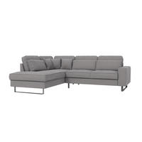 ECKSOFA Floe Hellgrau Cord - Hellgrau/Schwarz, Holz/Kunststoff (290/231cm) - S-Style Möbel