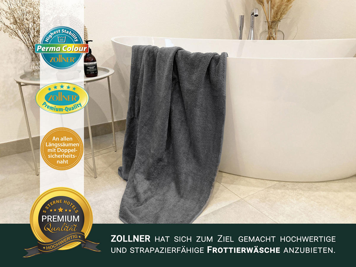 DUSCHTÜCHER, 3er-Set, 70x140 cm, 100% Baumwolle, Grau - Graphitfarben, Textil (70/140cm) - Zollner