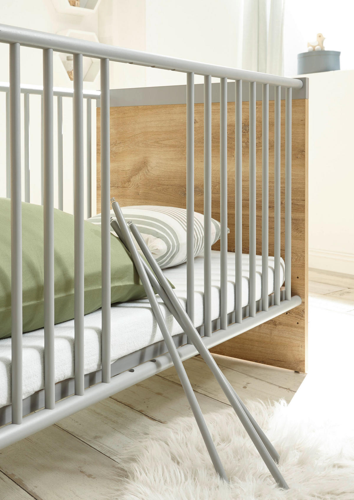 BABYZIMMER Larissa in Bolton Oak und Arktisgrau 5 teilig - Braun, Holzwerkstoff (120/200/80cm)