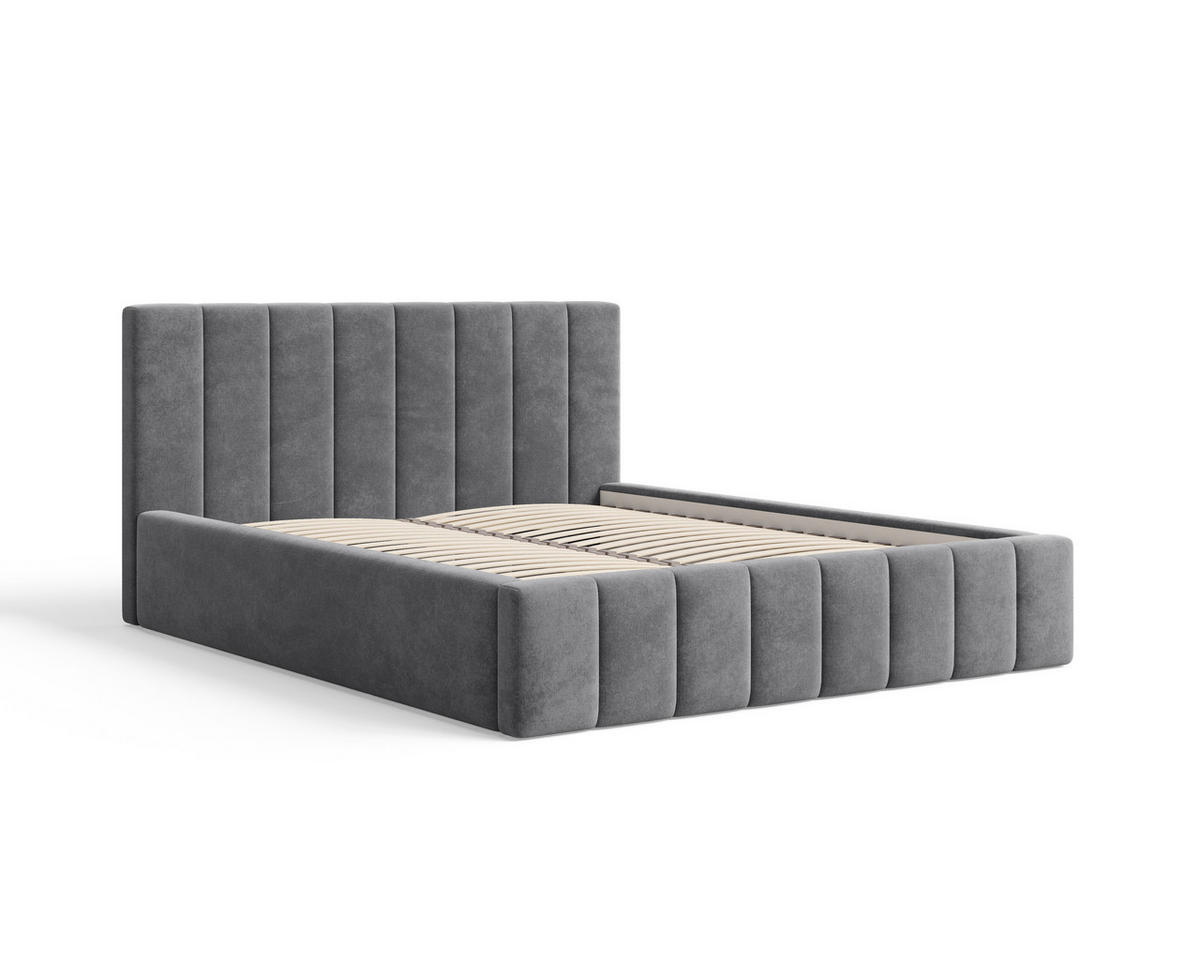 POLSTERBETT 01 180 x 200 cm – Flow – Bett mit Federmechanismus und Stauraum - Grau, Holz (180/200cm) - ROYAL24_MARKT