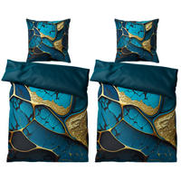 BETTWÄSCHE 4-teilig Marmor Cobalt - Blau, Naturmaterialien (135/200cm) - Sanilo