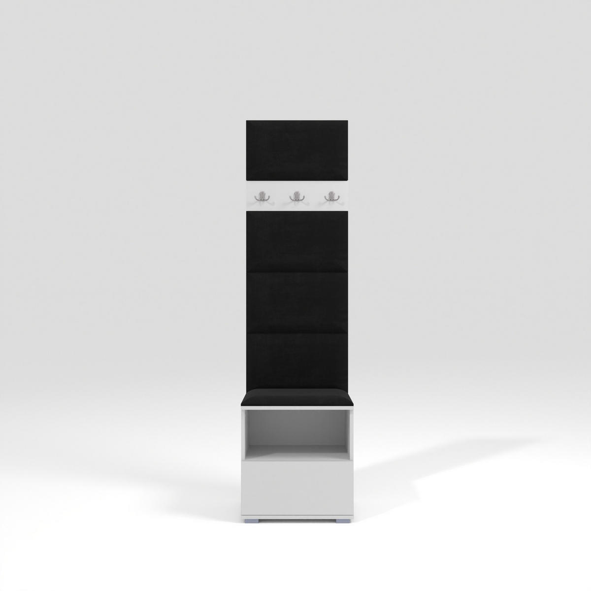 GARDEROBEN-SET Nela IV mit gepolsterten Paneelen 50/187/40 - Silberfarben/Schwarz, Holzwerkstoff/Kunststoff (50/187/40cm)