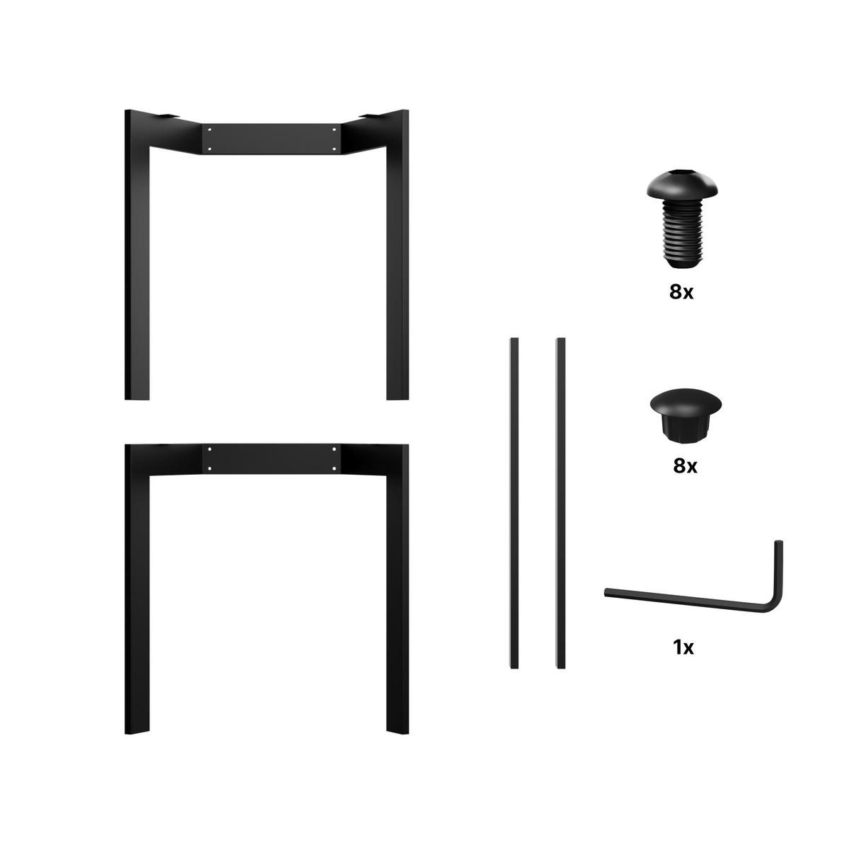 TISCHBEINE Barax Double Metall Schwarz 140/70/72 cm - Schwarz, Metall (70/72/140cm) - Metalo Pro
