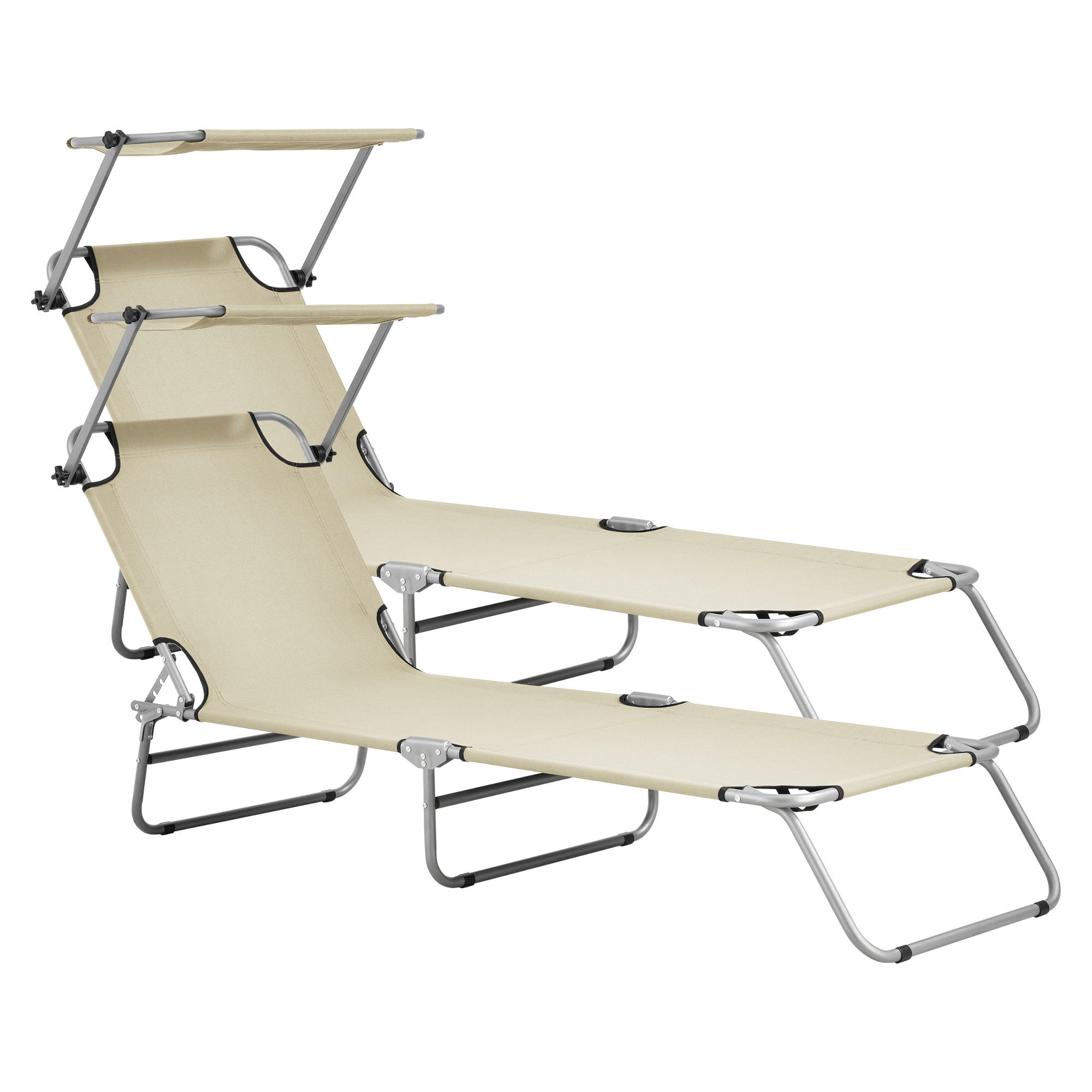 SONNENLIEGE-SET 2 TLG. Argozelo - Beige, Metall (186/24/55cm) - casa.pro