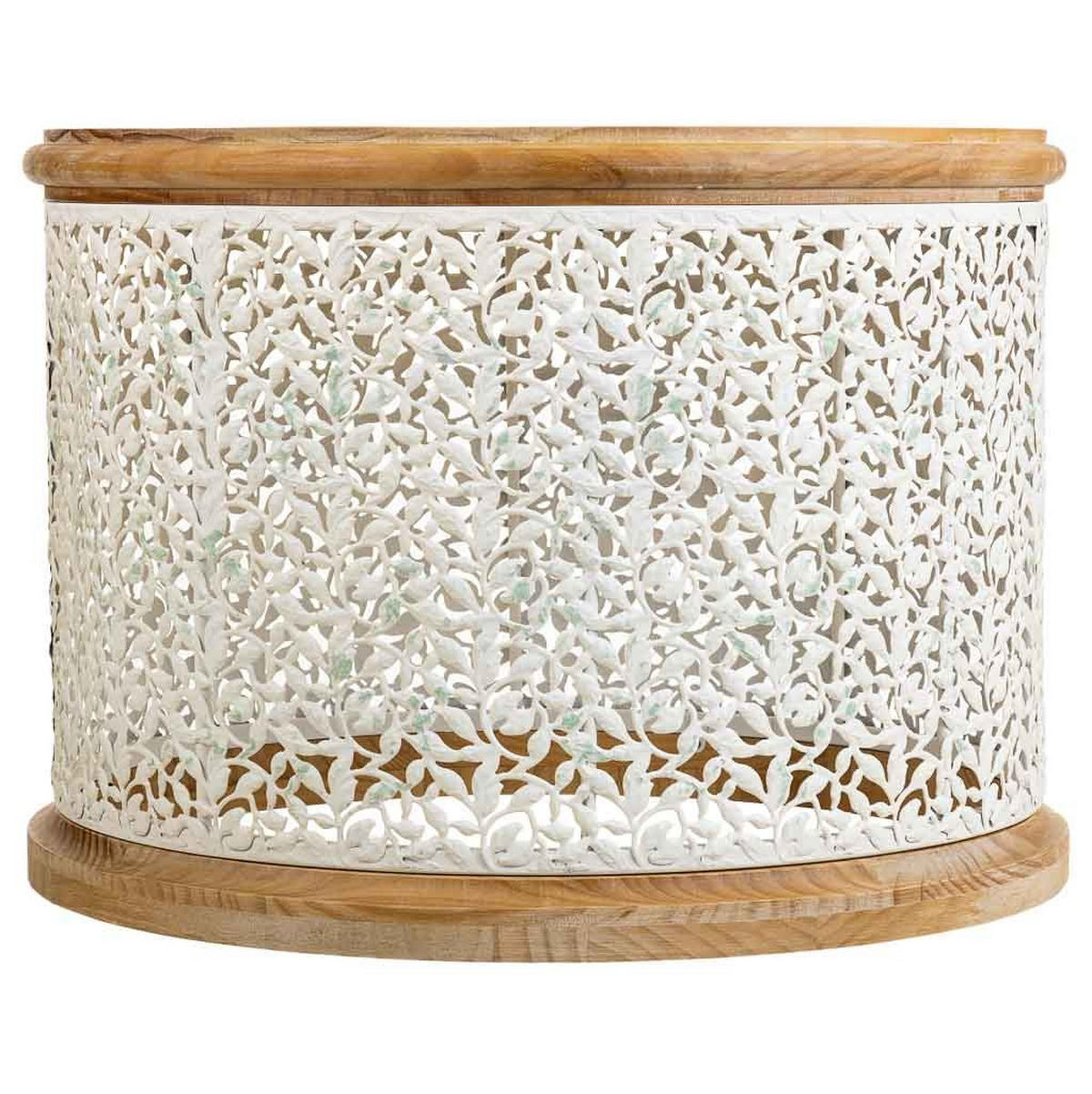 COUCHTISCH aus weißem Holz und Metall, 64x64x47 cm - Weiß, Holz (63.5/63.5/46.5cm) - Wanderlust
