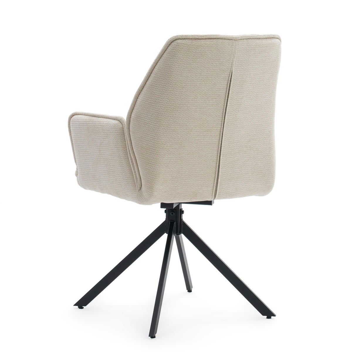 STUHL MERANO drehbar gepolsterter mit Steppung - creme - Chenille - Creme/Schwarz, Textil/Metall (58/90/61cm) - NEW HOME