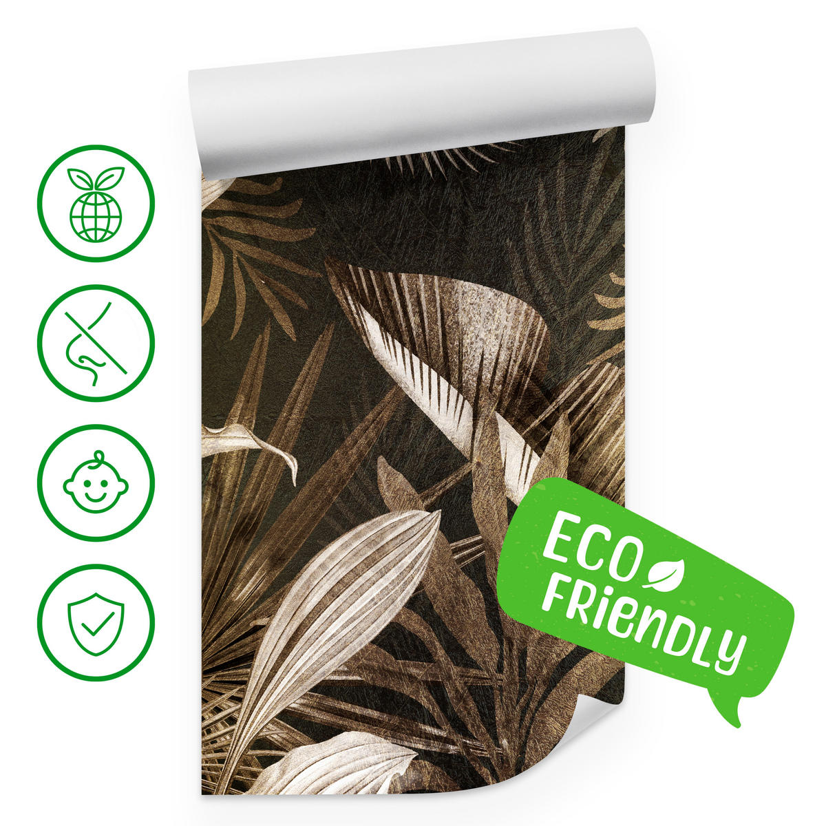 FOTOTAPETE Vintage Tropenpflanzen Blätter Exotisch Modern 400x280 - Beige/Grau, Papier (400/280cm) - Muralo