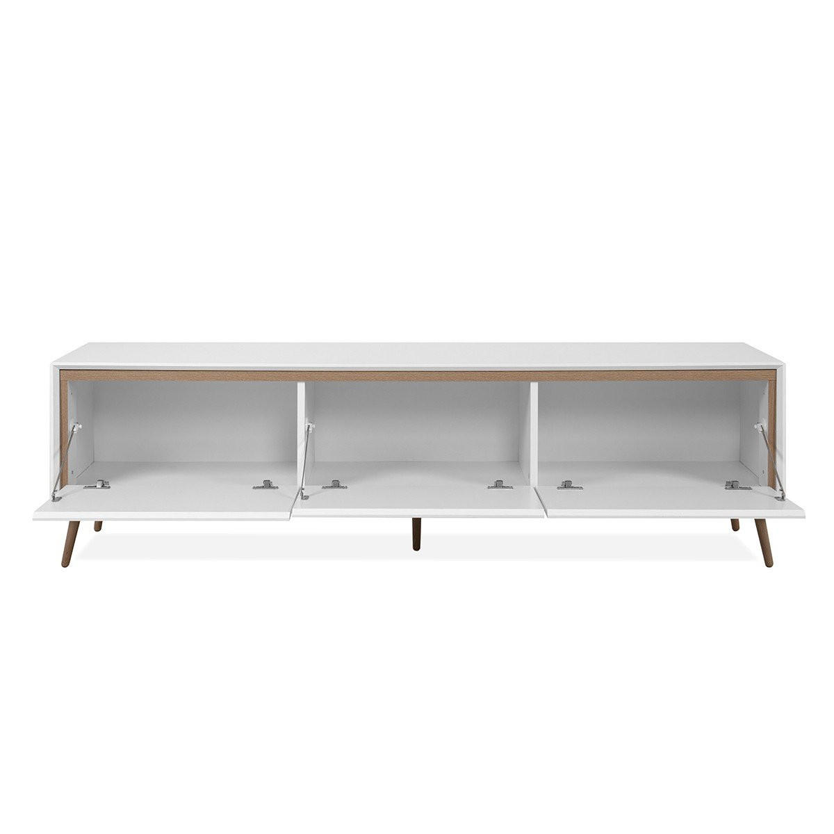 TV-MÖBEL mit 3 Klappen - Arona - 175/38/50 cm - Weiß, Holzwerkstoff (38/50/175cm) - Calicosy