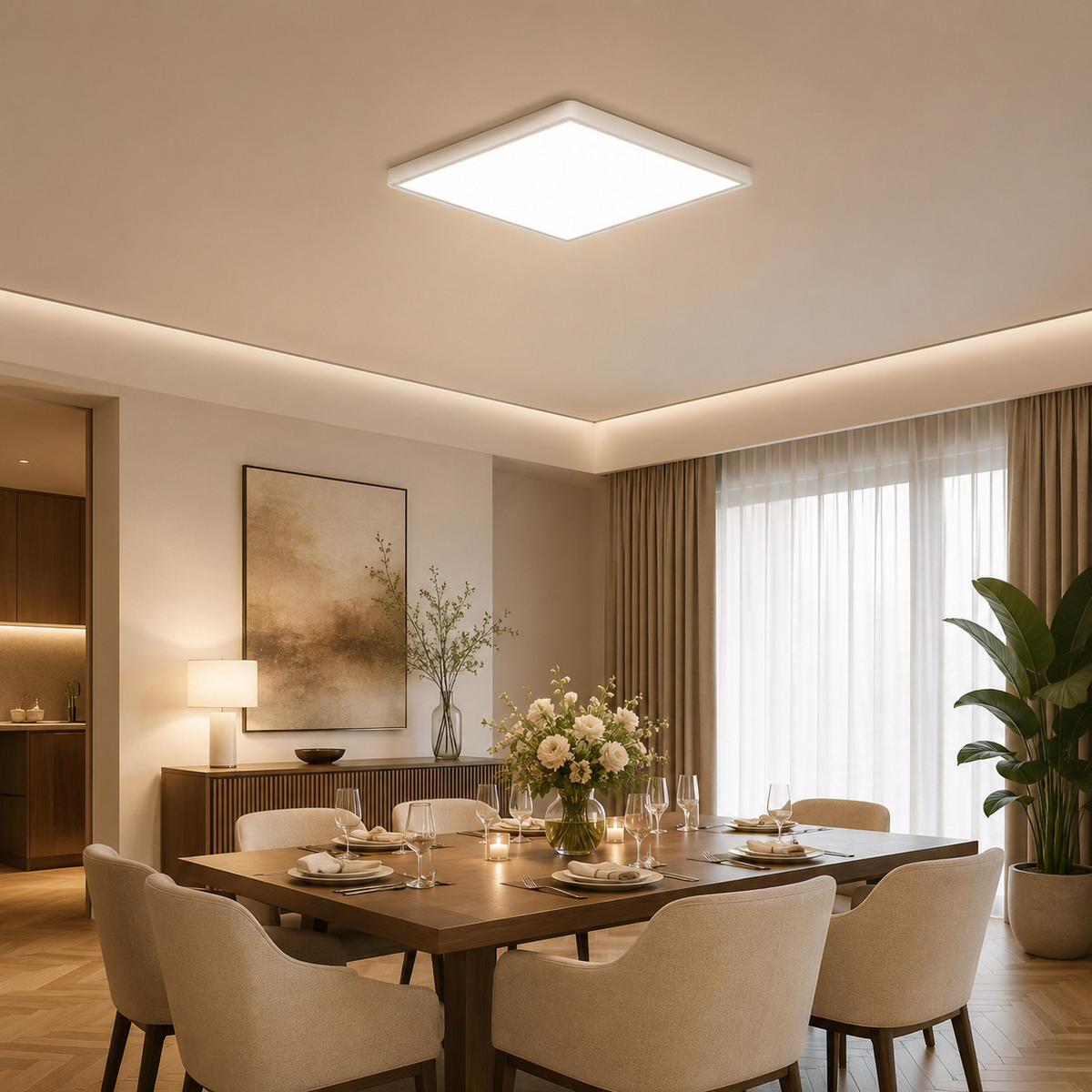 DECKENLEUCHTE CE1021 LED mit Bewegungssensor - Weiß, Kunststoff (24/24/2.9cm) - LOVHAUS