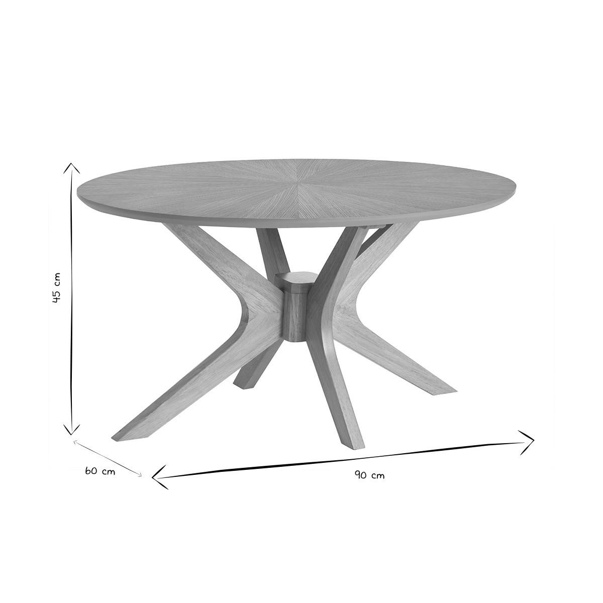 COUCHTISCH Oval Eiche Hell L90 DIELLI - Eiche Bianco, Holz (90/60/45cm) - Miliboo
