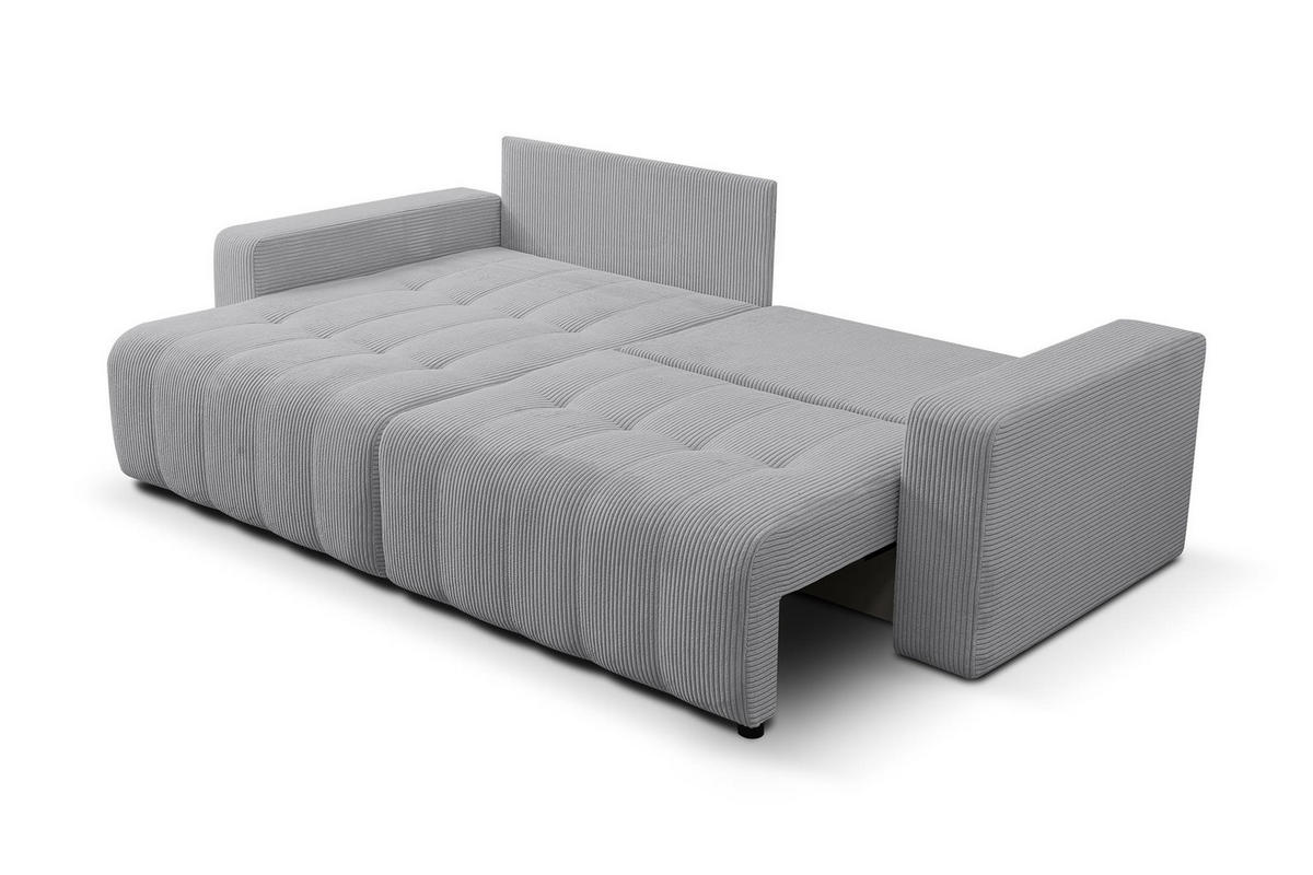 ECKSOFA Masina Hellgrau, Schlafsofa aus Cordstoff - Hellgrau, Holzwerkstoff (245/143cm) - Bettso