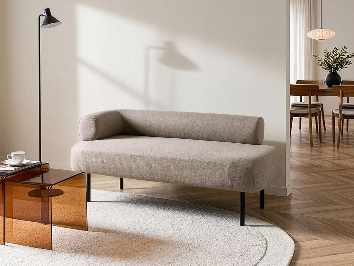 ČALOUNĚNÉ LEHÁTKO CHAISE LONGUE LEVOSTRANNÉ Látka Taupe Mirmande - černá/béžová, textil (153/65/70cm) - Beliani