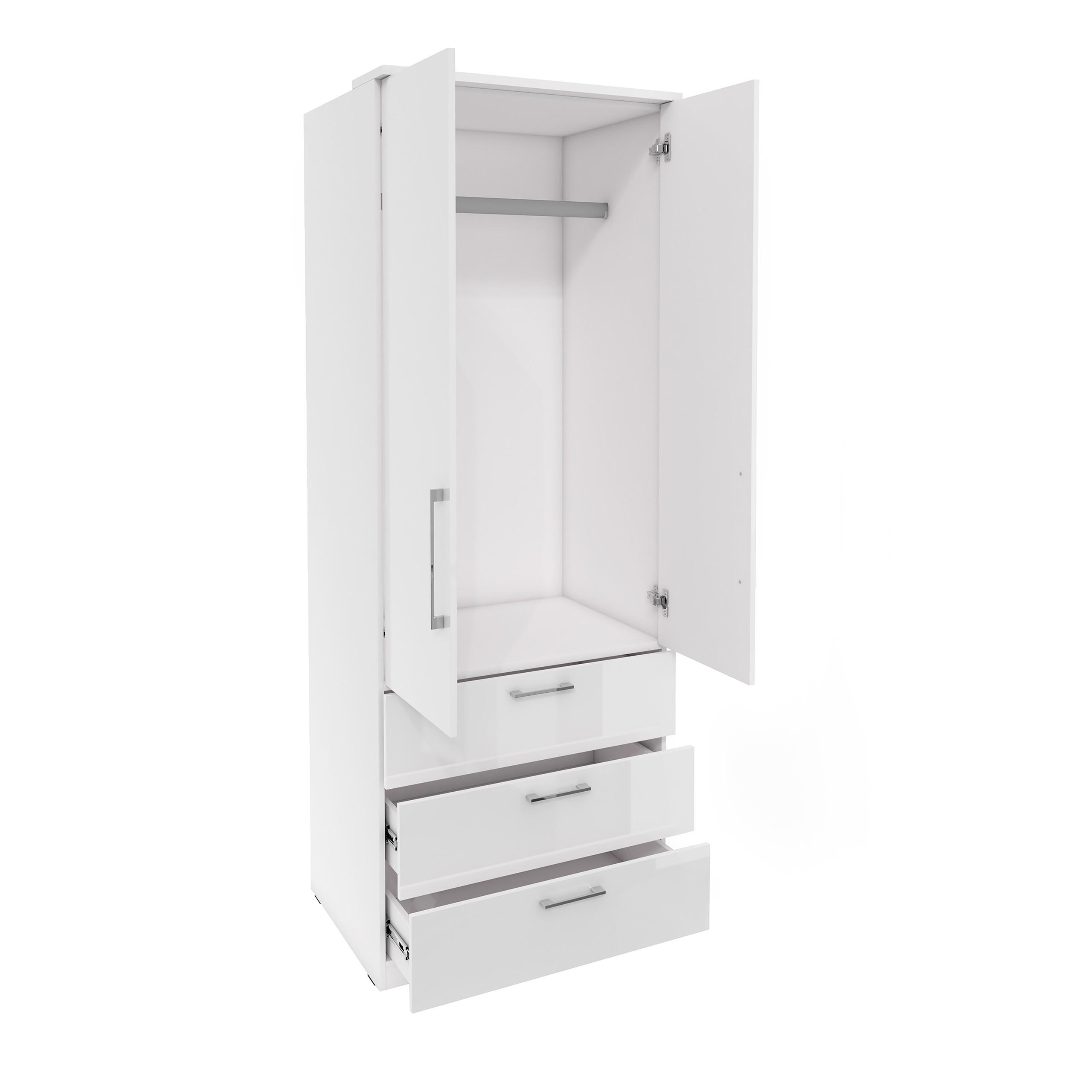 DREHTÜRENSCHRANK OTTIMA 80/217/63 cm 2-türig Weiß - Weiß, Holzwerkstoff (80/217/63cm) - MASSENO