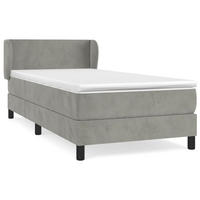 BOXBETT Mit Matratze Hellgrau 100/200 Cm Samt - Weiß, Textil (100/200cm) - vidaXL