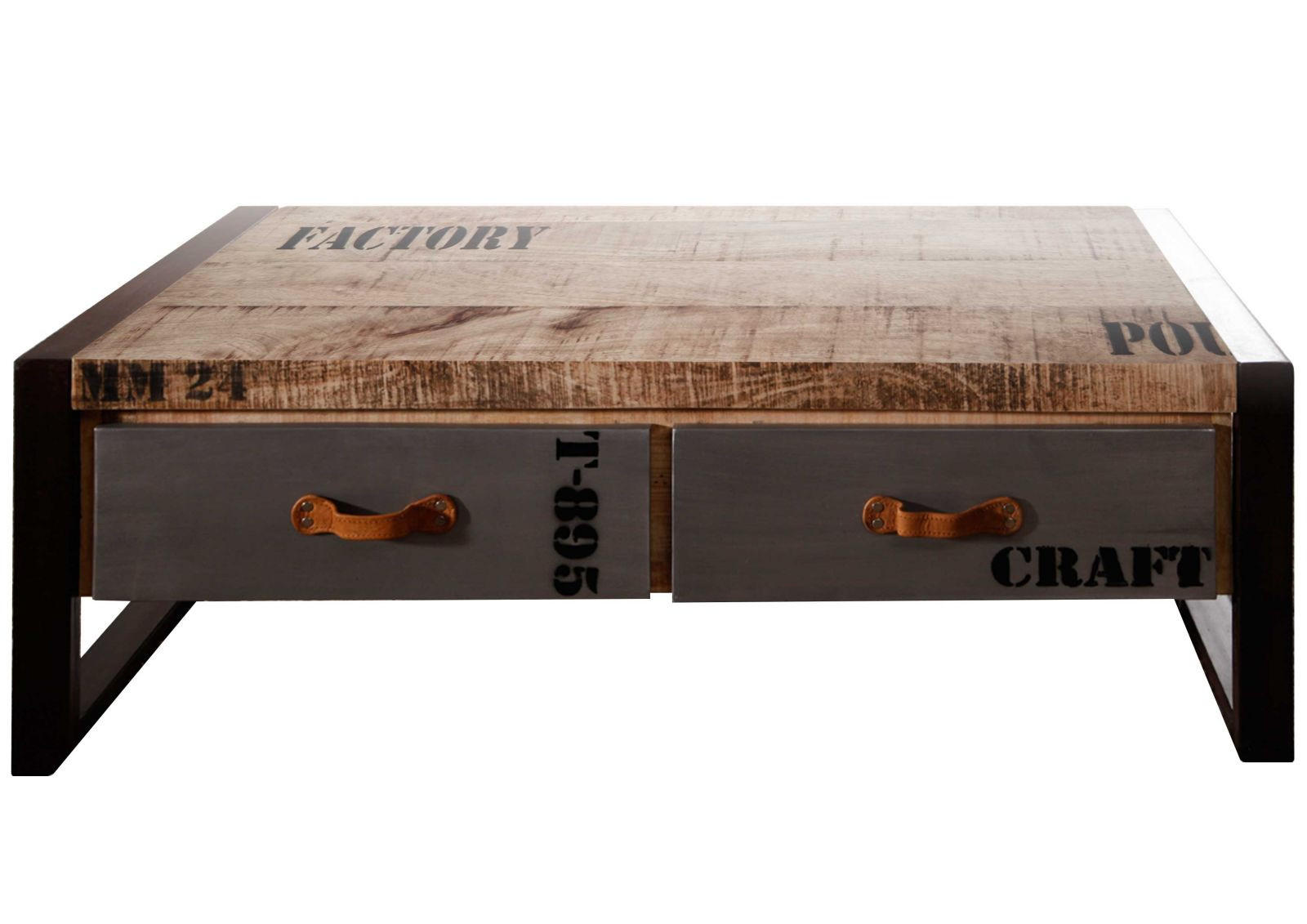 COUCHTISCH Mango 115x60x40 natur bedruckt FACTORY #128 - Naturfarben, Holz (115/60/40cm) - Massivmoebel24