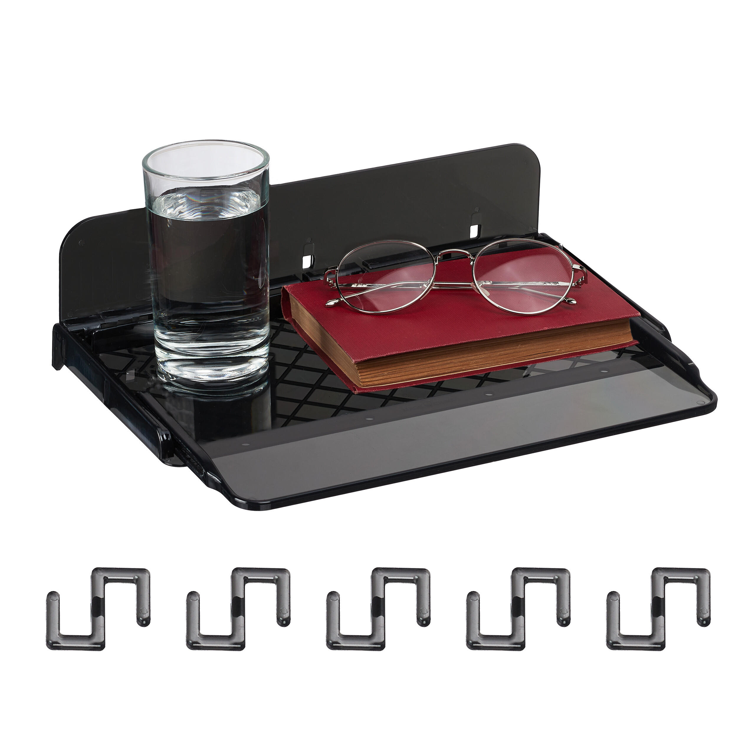 BETTTISCH - Schwarz, Kunststoff (30/8.5/22cm) - Relaxdays