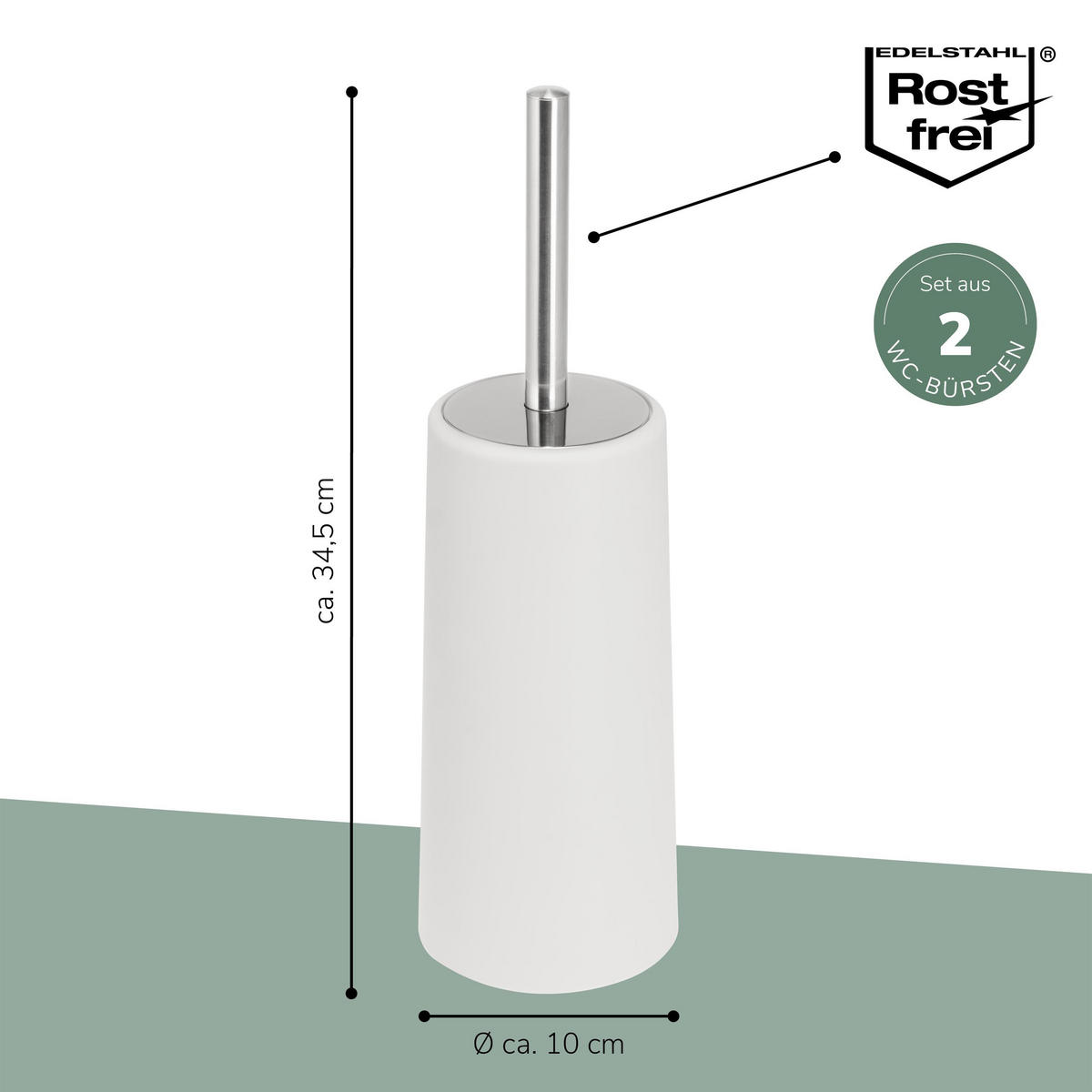 WC-BÜRSTE 2er-Set, weiß - Weiß, Kunststoff (10/34.5/10cm) - bremermann