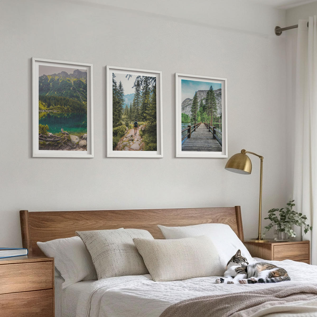 WANDBILDER 3er-Set - 40x60 cm Weißer Rahmen - Berge, Seen, Wälder, Wege - Weiß, Kunststoff (40/60cm) - ArtPrintCave