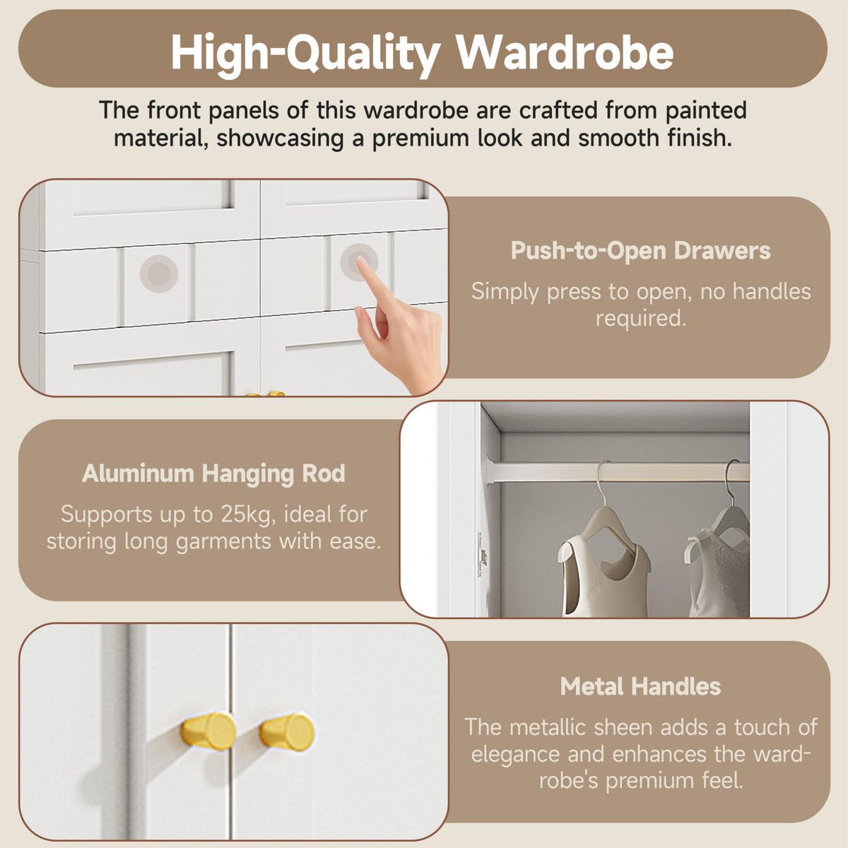 KLEIDERSCHRANK 80/200/50 cm Weiß aus MDF mit Schubladen - Weiß, Holzwerkstoff (50/200/80cm) - OKMYHOME