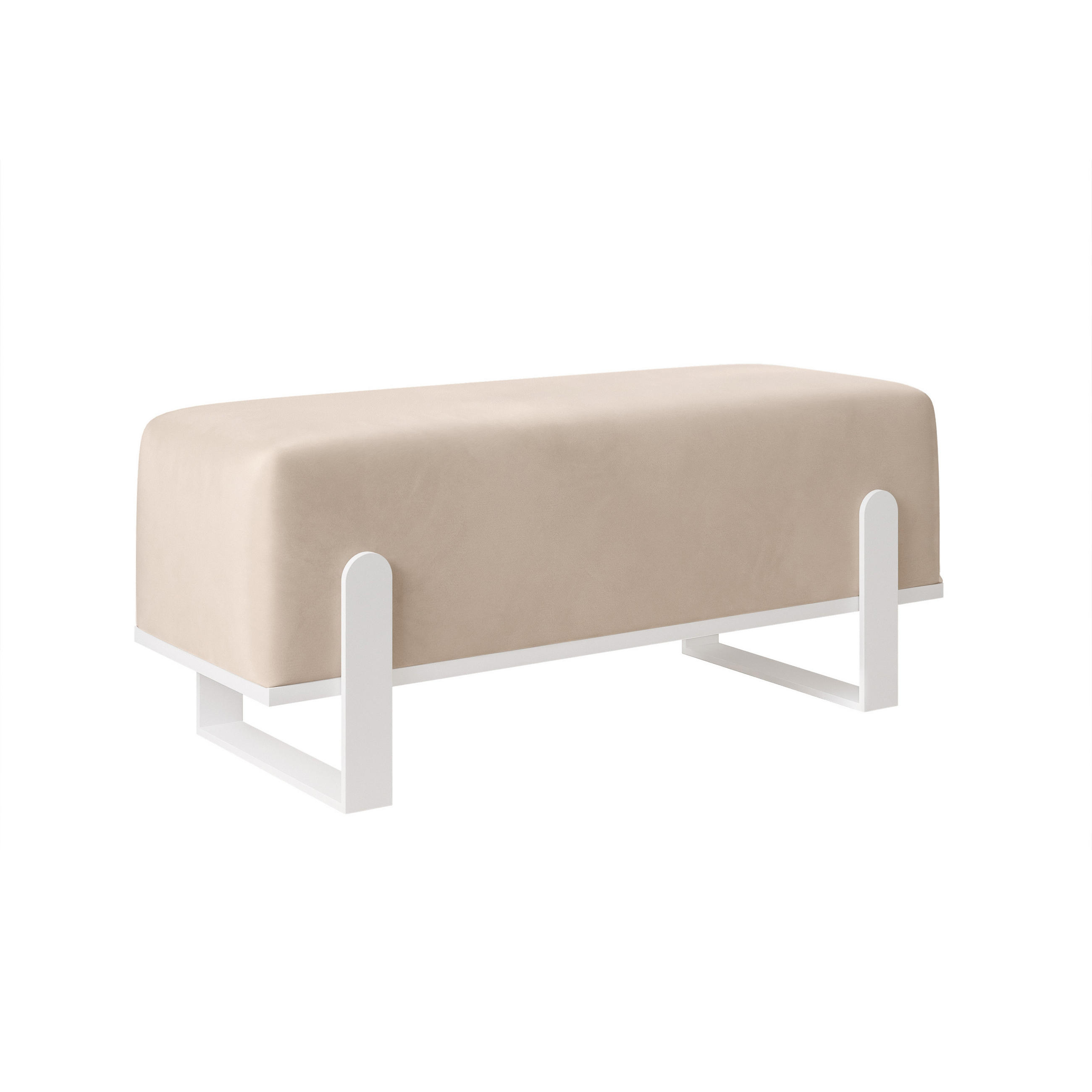 POLSTERBANK MARA 80 cm Weiß / Beige ,Metallgestell - Beige, Metall (80/47/35cm) - Idohome