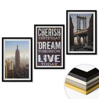 WANDBILDER 3er-Set - 40x60 cm Schwarzer Rahmen - Zitat über New Yorker Landschaften - Schwarz, Kunststoff (40/60cm) - ArtPrintCave