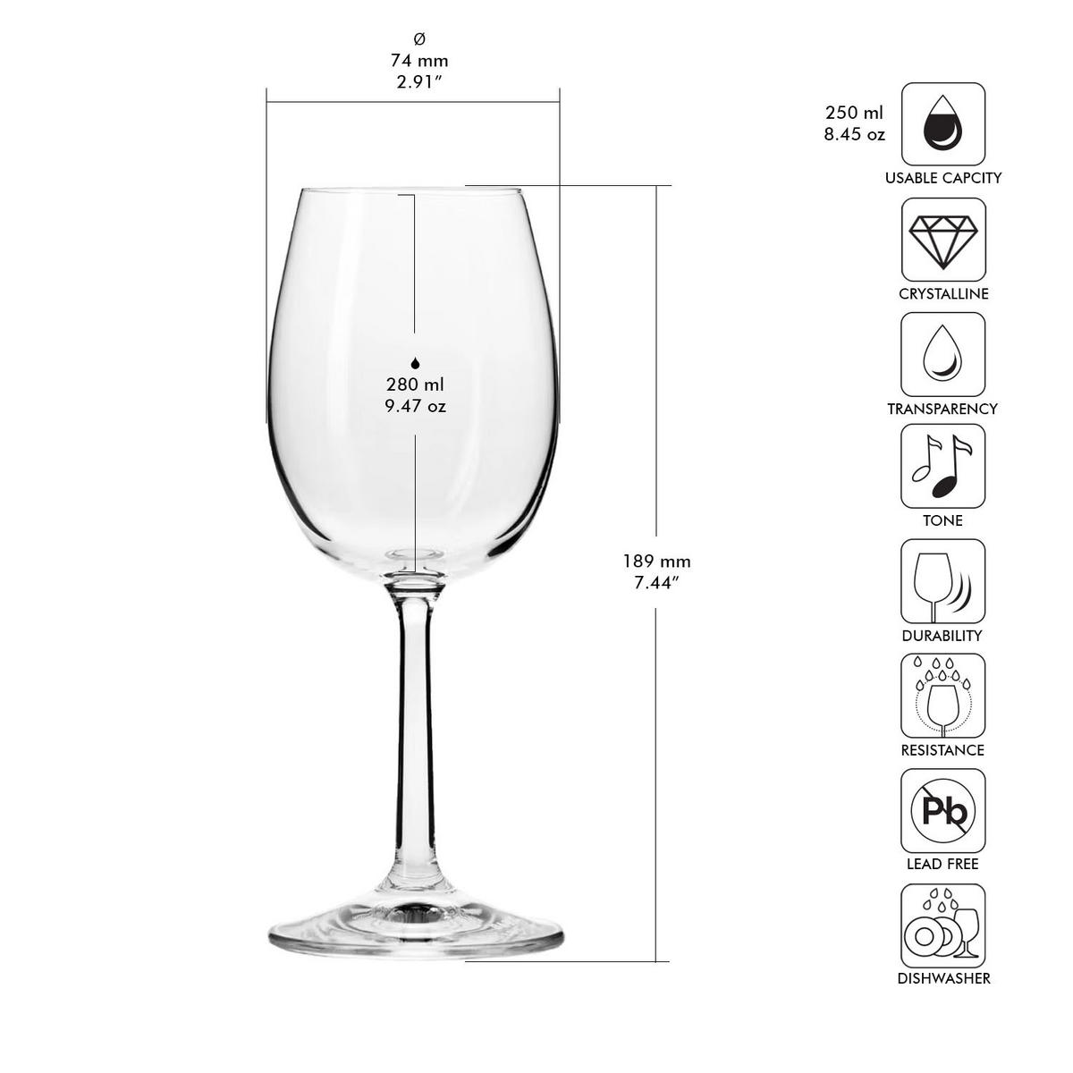 WEINGLÄSER, 6er-Set, 280 ml - Transparent, Glas (0.28L) - Krosno Glass