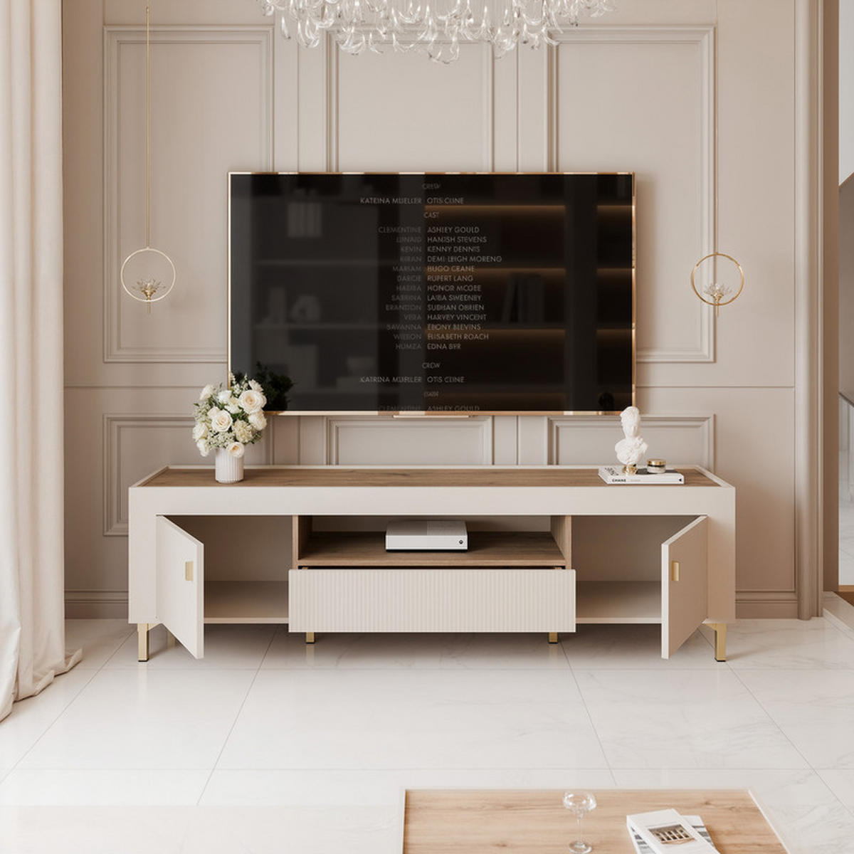 TV-LOWBOARD AVENA stehend, 177 cm Kaschmir/Eiche - Kaschmir, Holzwerkstoff/Kunststoff (177/52/40cm) - Idohome