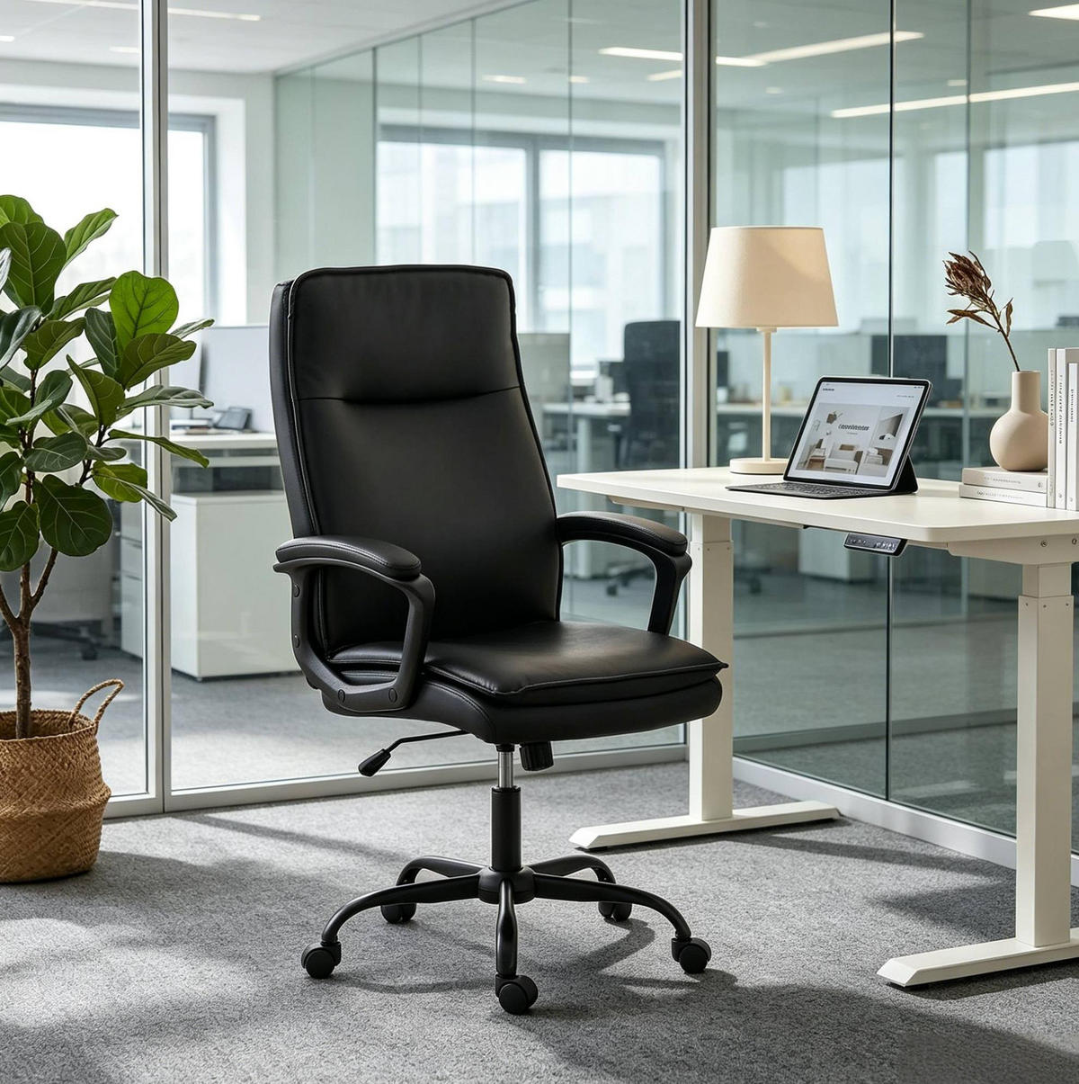BÜROSTUHL in Schwarz 70x66x109 cm mit Wippfunktion und höhenverstellbarem Sitz - Schwarz, Kunststoff (66/109/70cm) - IVMEU