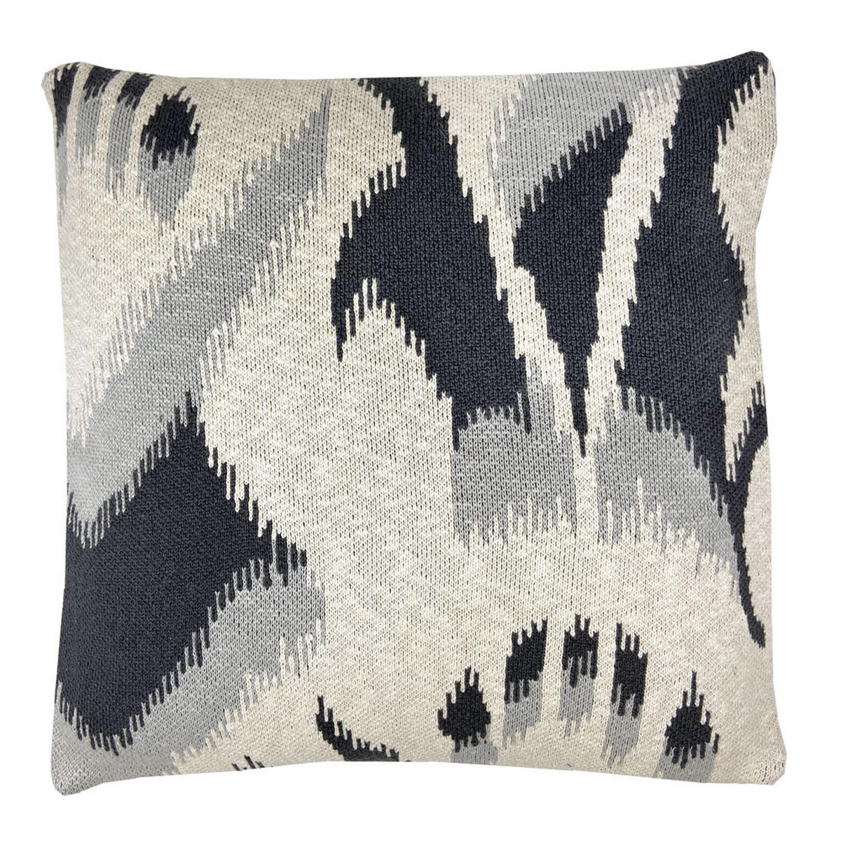 DEKOKISSEN Ikat gestrickt Anthrazit 50x50 - Anthrazit, Textil (50/50/12cm) - Malagoon
