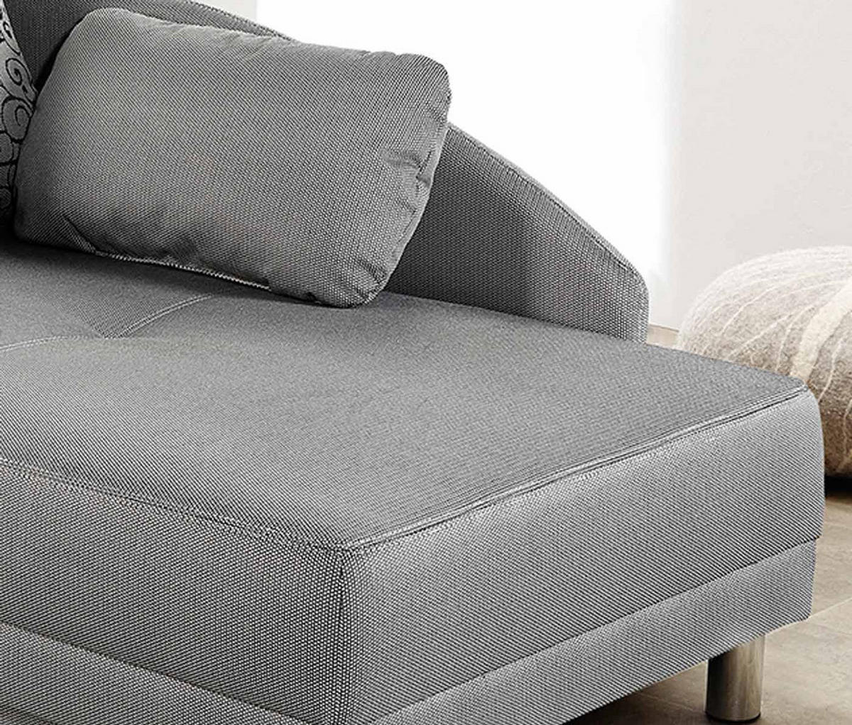 RÉCAMIERE-SCHLAFSOFA mit Bettkasten, Federkern, seitenverkehrt montierbar 149/90/80 cm, Liegefläche 200/84 cm, Webstoff Hellgrau / 15122 - Chromfarben/Hellgrau, Textil/Metall (149/80/90cm) - luma-home