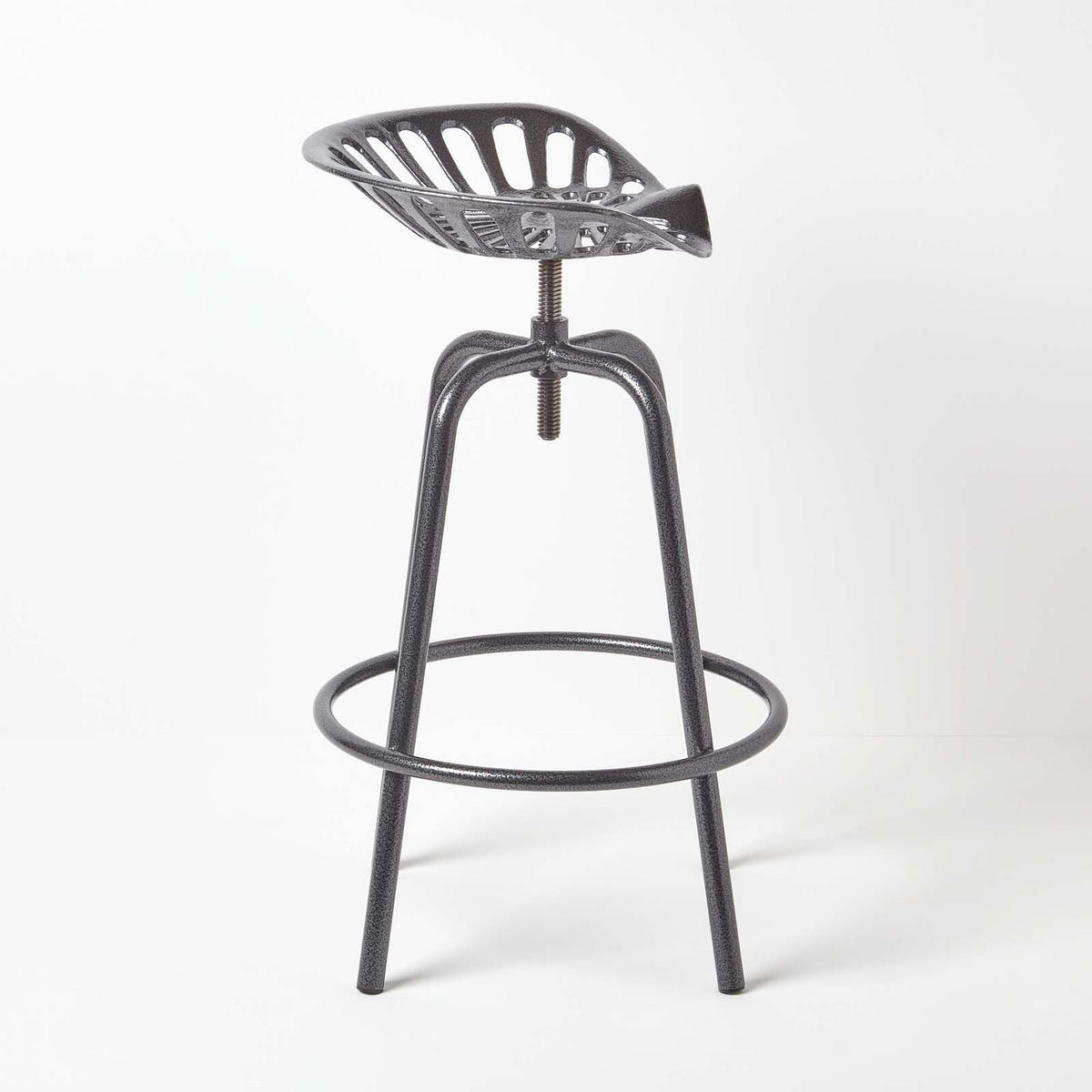 BARHOCKER Traktorsitz, Metall im Vintage-Look, höhenverstellbar - Grau, Metall (47/74/50cm) - Homescapes