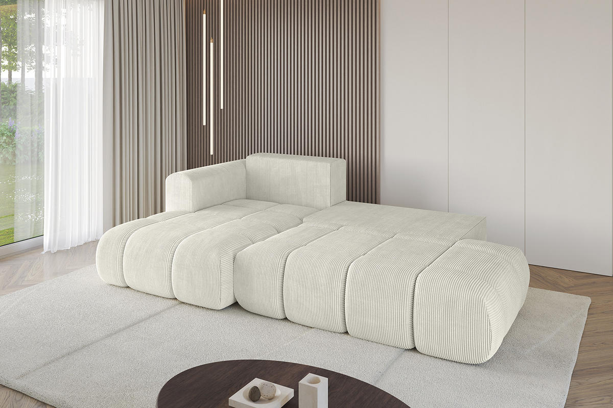 ECKSOFA Ottomane Links CLOUD-L 289x180x40 Hellgrau Cord - Hellgrau, Holzwerkstoff/Kunststoff (180/289cm) - ALTDECOR