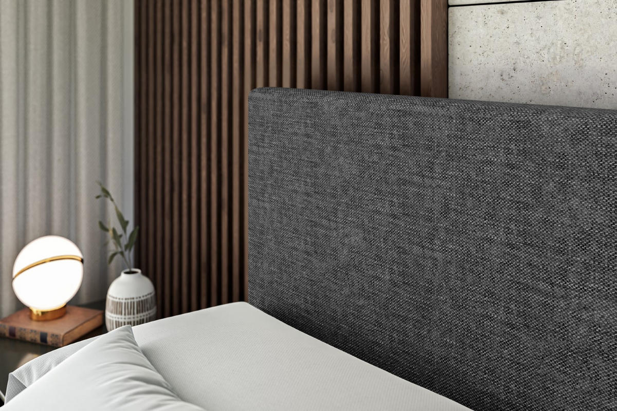 BOXBETT mit H4-Matratze und Lattenrost - LUKI - 160x200 Dunkelgrau - Dunkelgrau, Holzwerkstoff (160/200cm) - ALTDECOR