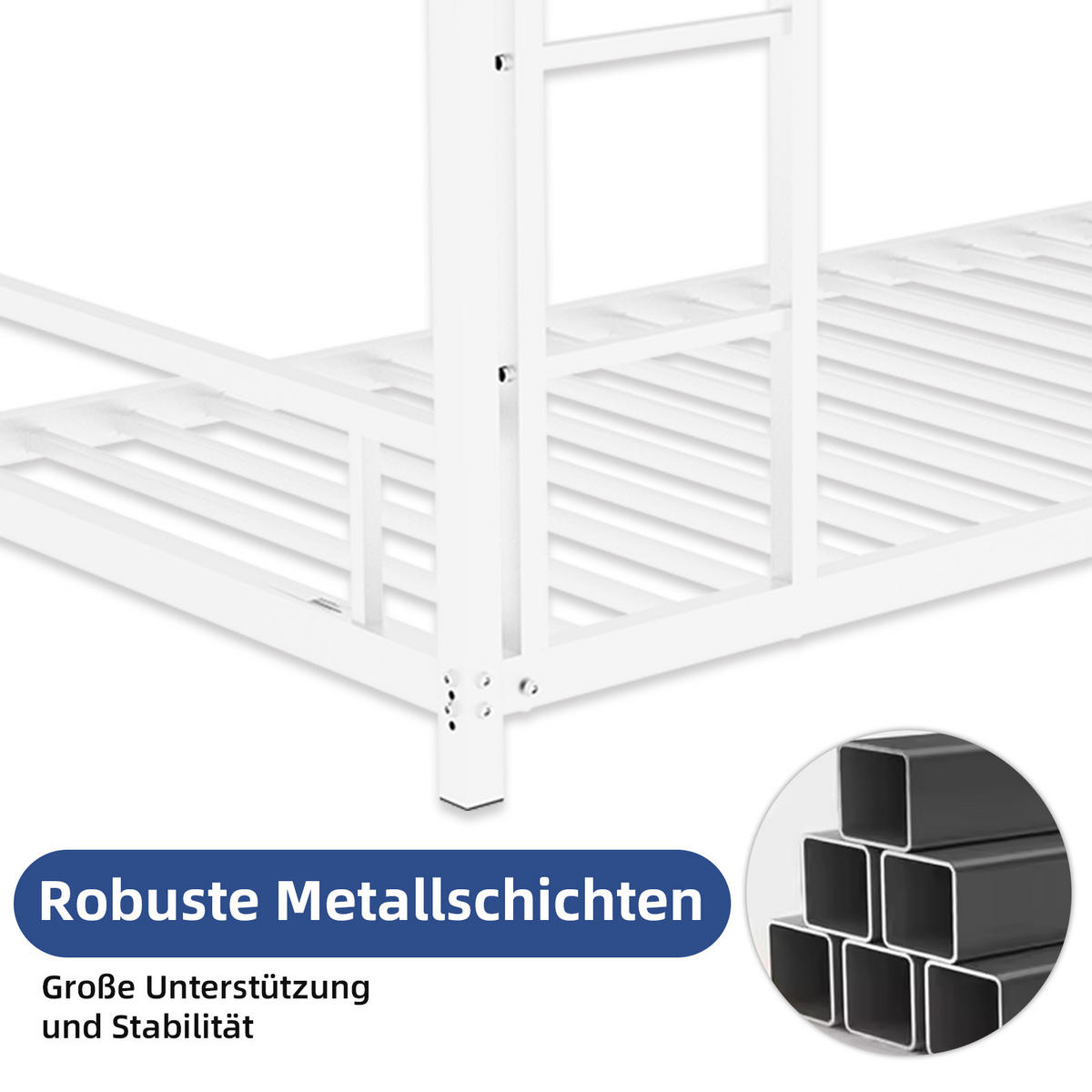ETAGENBETT Metall-Etagenbett Schwarz - Weiß, Metall (90/190cm) - ComfortXL