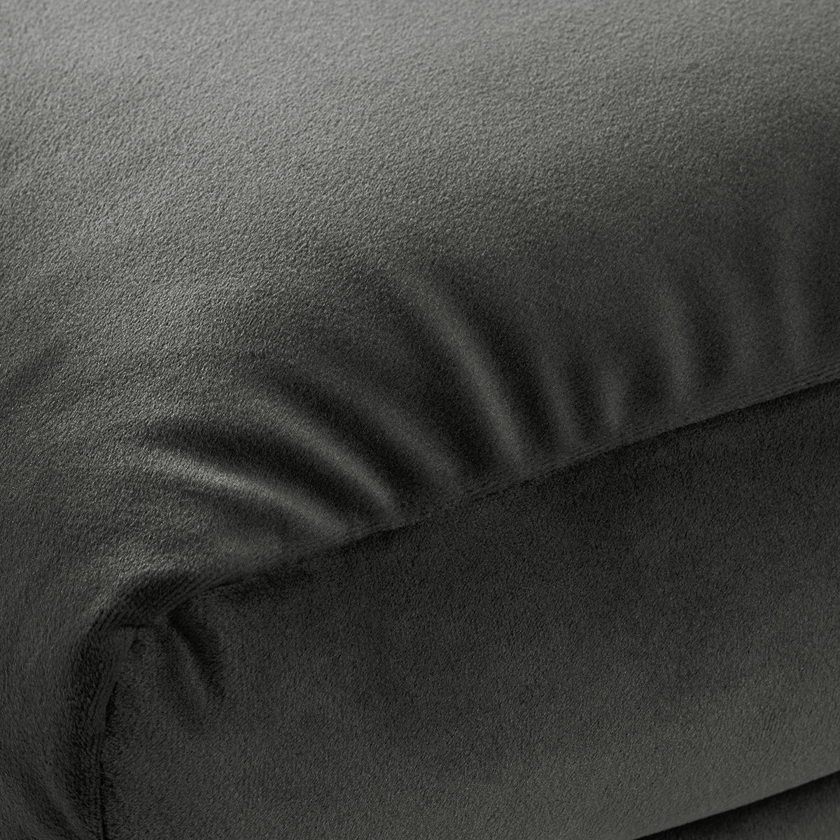 POLSTERHOCKER mit Holzfüßen - Schwarz/Grün, Eichenholz/Textil (51/37/41cm) - home24