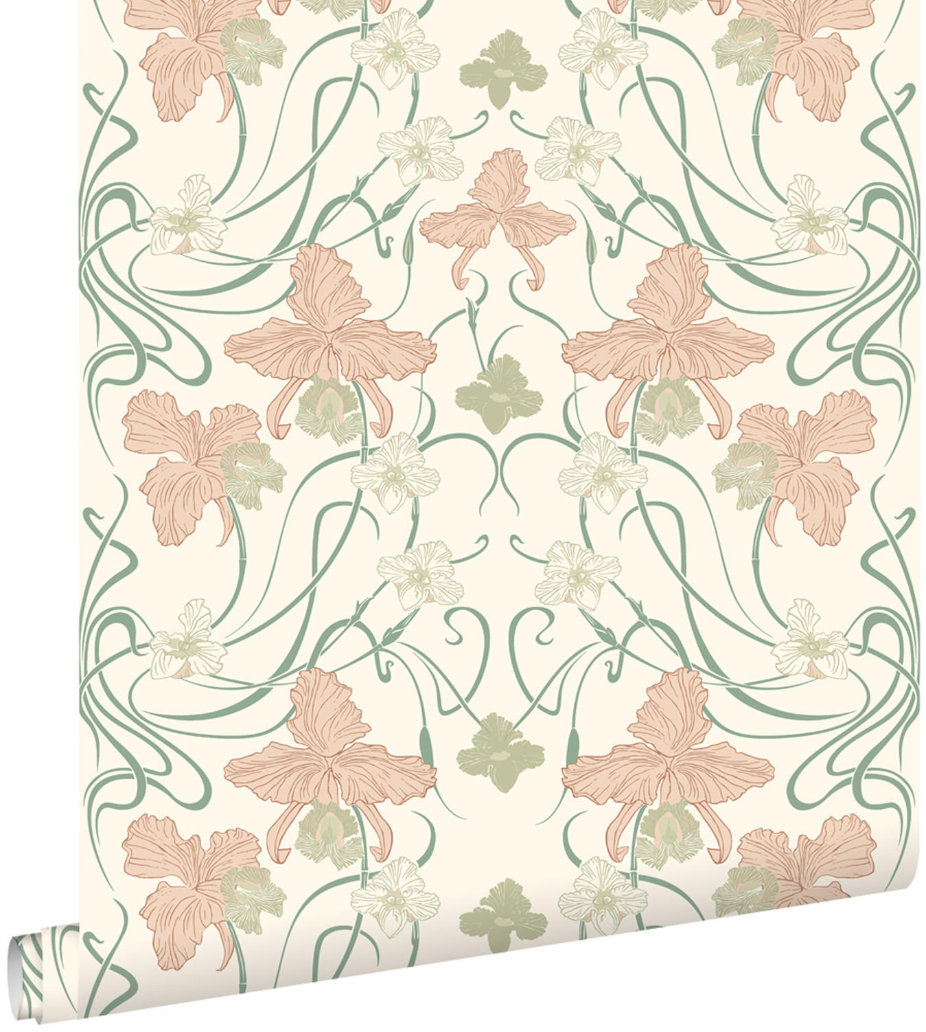 TAPETE Blumenmuster im Jugendstil 53 cm x 10.05 m - Weiß, Papier (53/1000cm) - ESTAhome