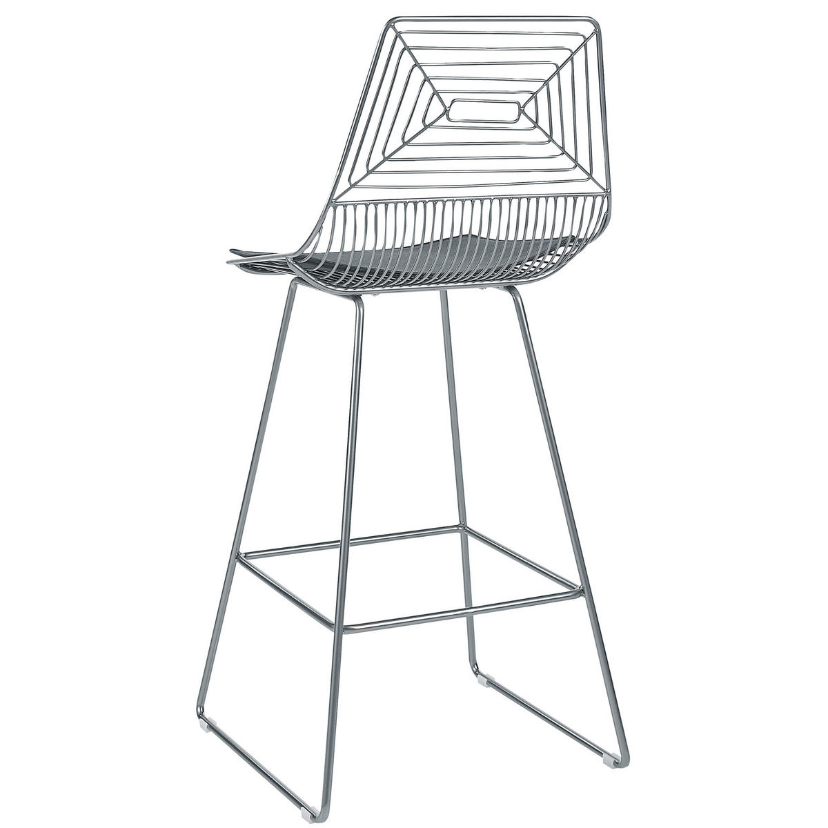 BARSTUHL 2er-Set Metall Silber Bisbee - Silberfarben, Textil/Metall (50/110/49cm) - Beliani