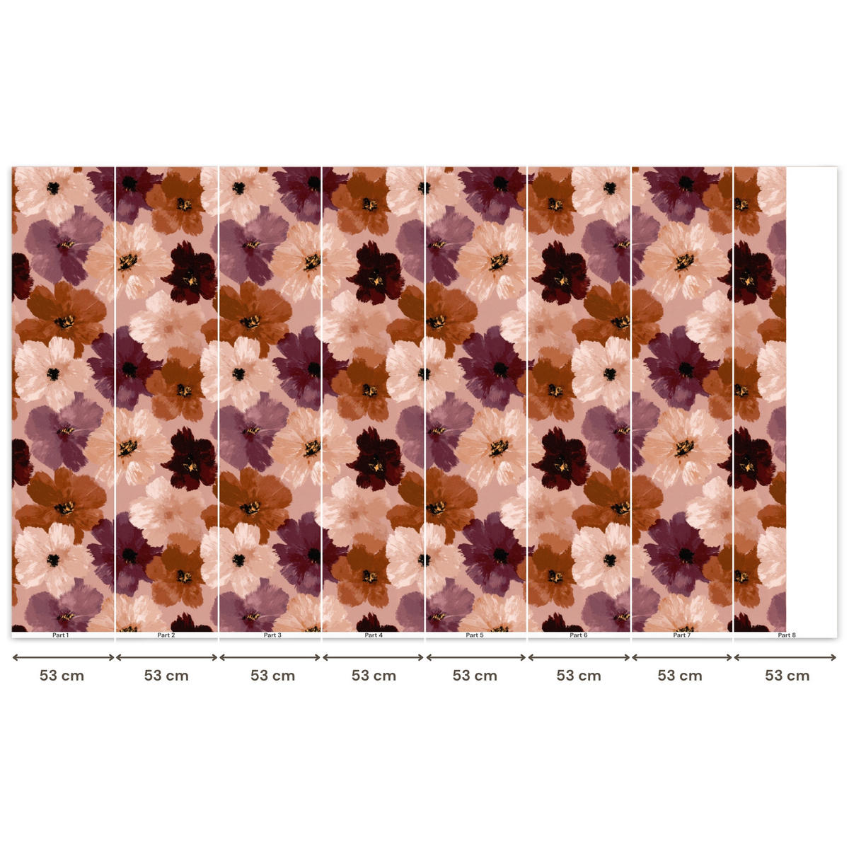 TAPETE - Blumen - Abstrakt - Erdtöne - 450x260 cm - Multicolor, Papier (450/260cm) - OnlyWow