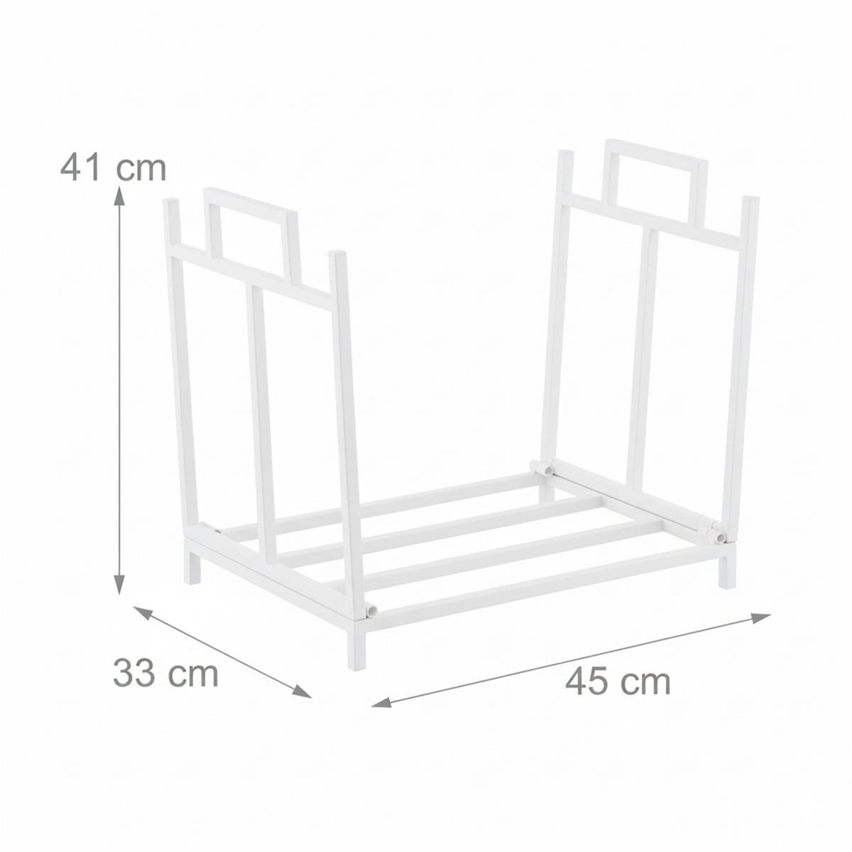 KAMINHOLZREGAL - Weiß, Metall (45/41/33cm) - Relaxdays