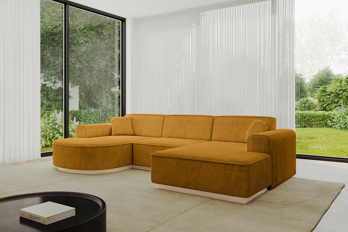WOHNLANDSCHAFT ARRIO-U1 303x171x83 cm Currygelb - Currygelb, Holzwerkstoff/Textil (303/83/171cm) - ALTDECOR