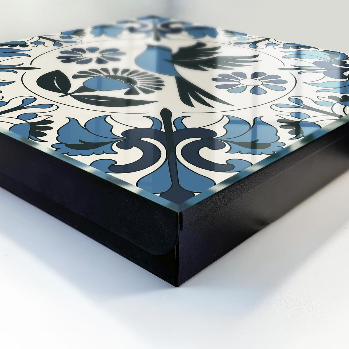 SCHLÜSSELBOX Schwarz 30x30 cm- Türöffnung nach rechts - Blauer Vogel - Blau, Metall (30/30/5cm) - TULUP