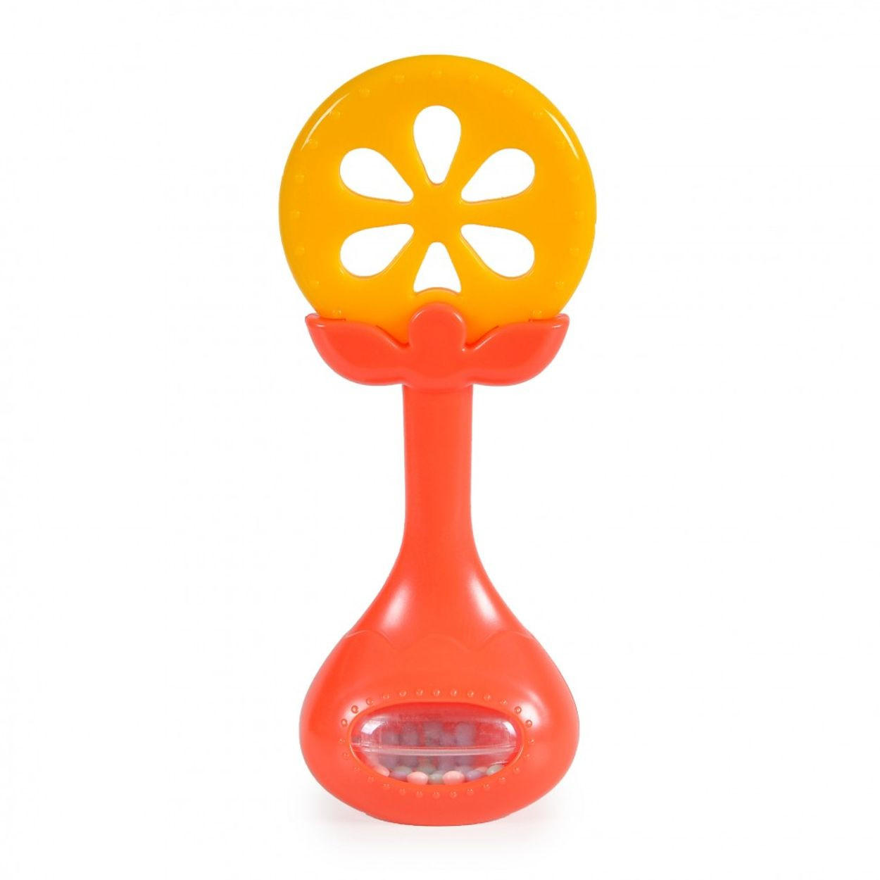 BABYRASSEL HE0139 rot bunte Perlen, Zahnungshilfe, Greifling, ab Geburt, leicht zu greifen - Orange, Kunststoff (3/5/14cm) - Moni
