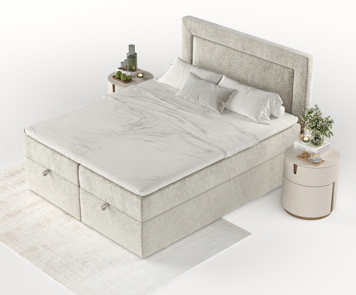 BOXBETT Palmera Beige 180/200 cm - Beige/Schwarz, Holz/Holzwerkstoff (180/200cm) - Maison de Reve