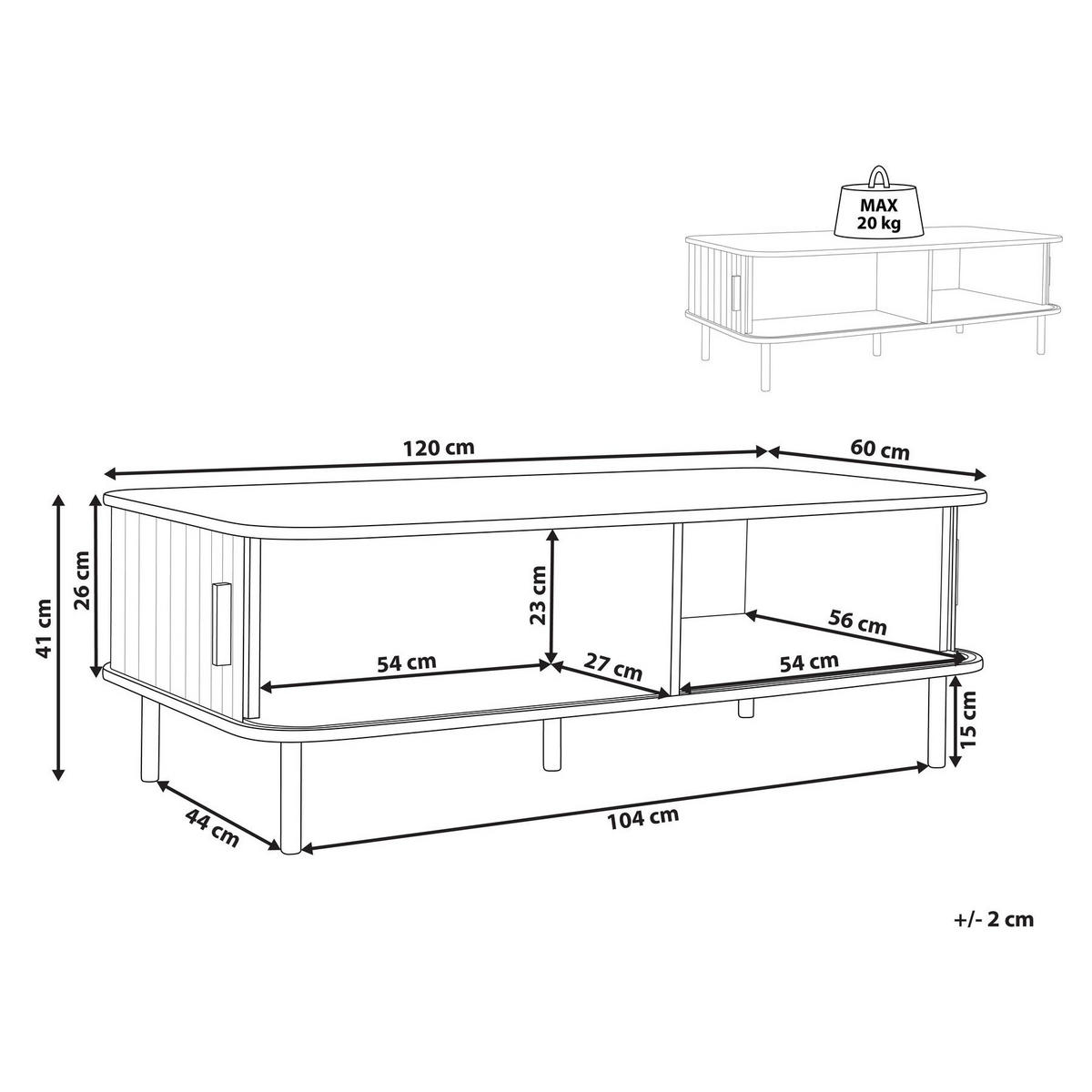 COUCHTISCH Schwarz Bradley - Schwarz, Holzwerkstoff (120/60/41cm) - Beliani