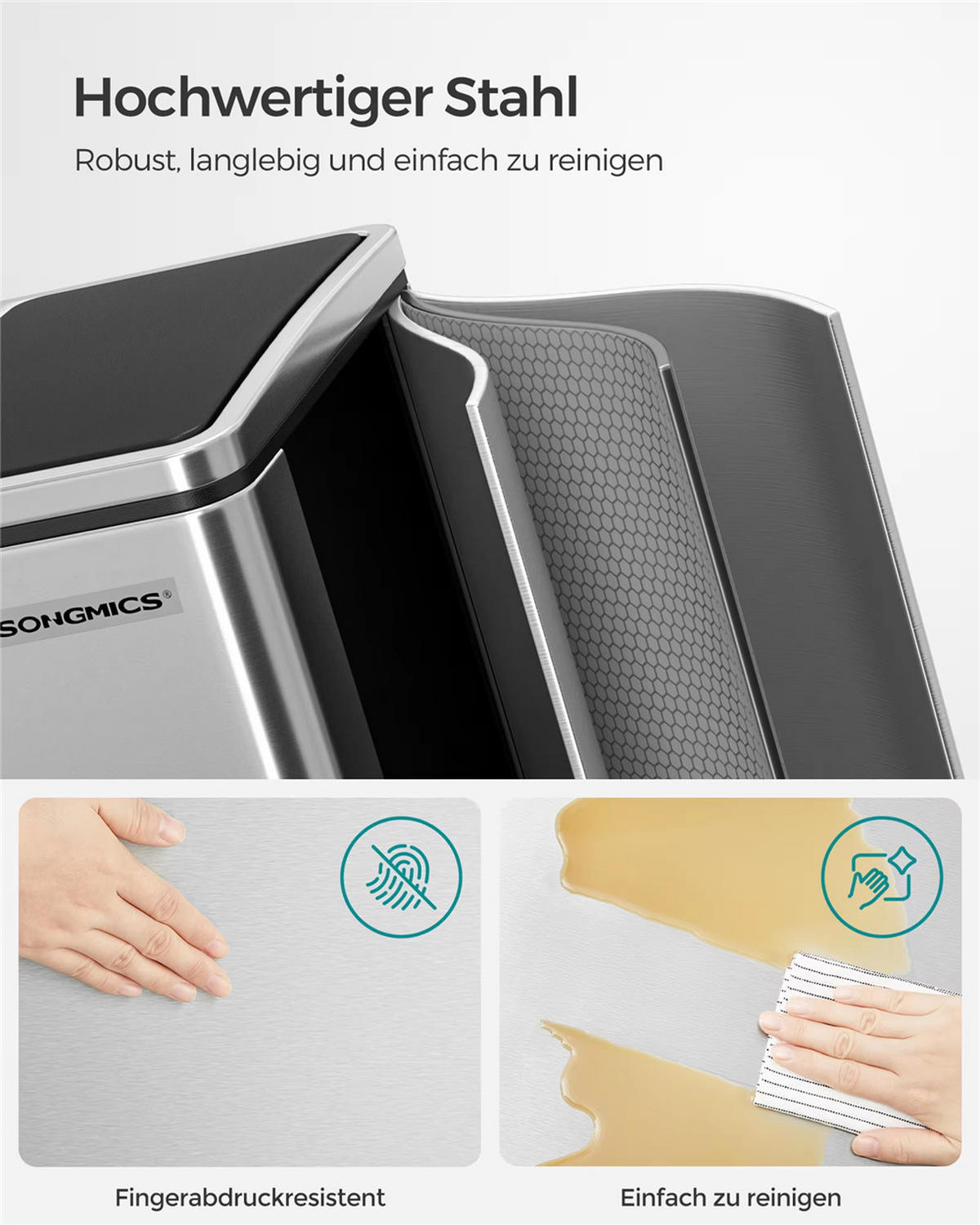 MÜLLEIMER 30 L Mülltrennsystem Treteimer Edelstahl - Silberfarben, Metall (41/47/31.5cm) - Kaket