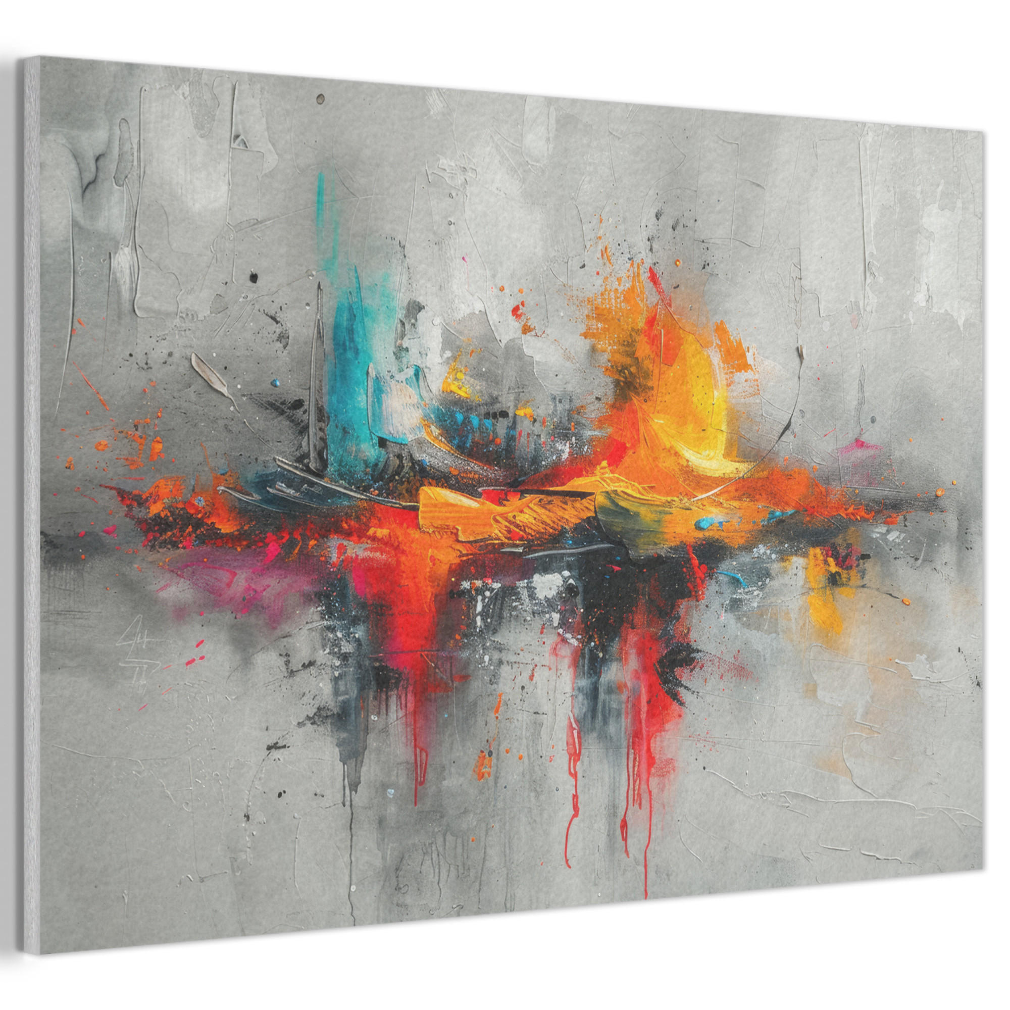 AKUSTIKBILD Moderne Kunst - Orange - Grau - Abstrakt Akustikpaneele 90x60 cm - Hellgrau, Kunststoff (90/60/0.9cm) - MuchoWow