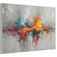AKUSTIKBILD Moderne Kunst - Orange - Grau - Abstrakt Akustikpaneele 90x60 cm - Hellgrau, Kunststoff (90/60/0.9cm) - MuchoWow